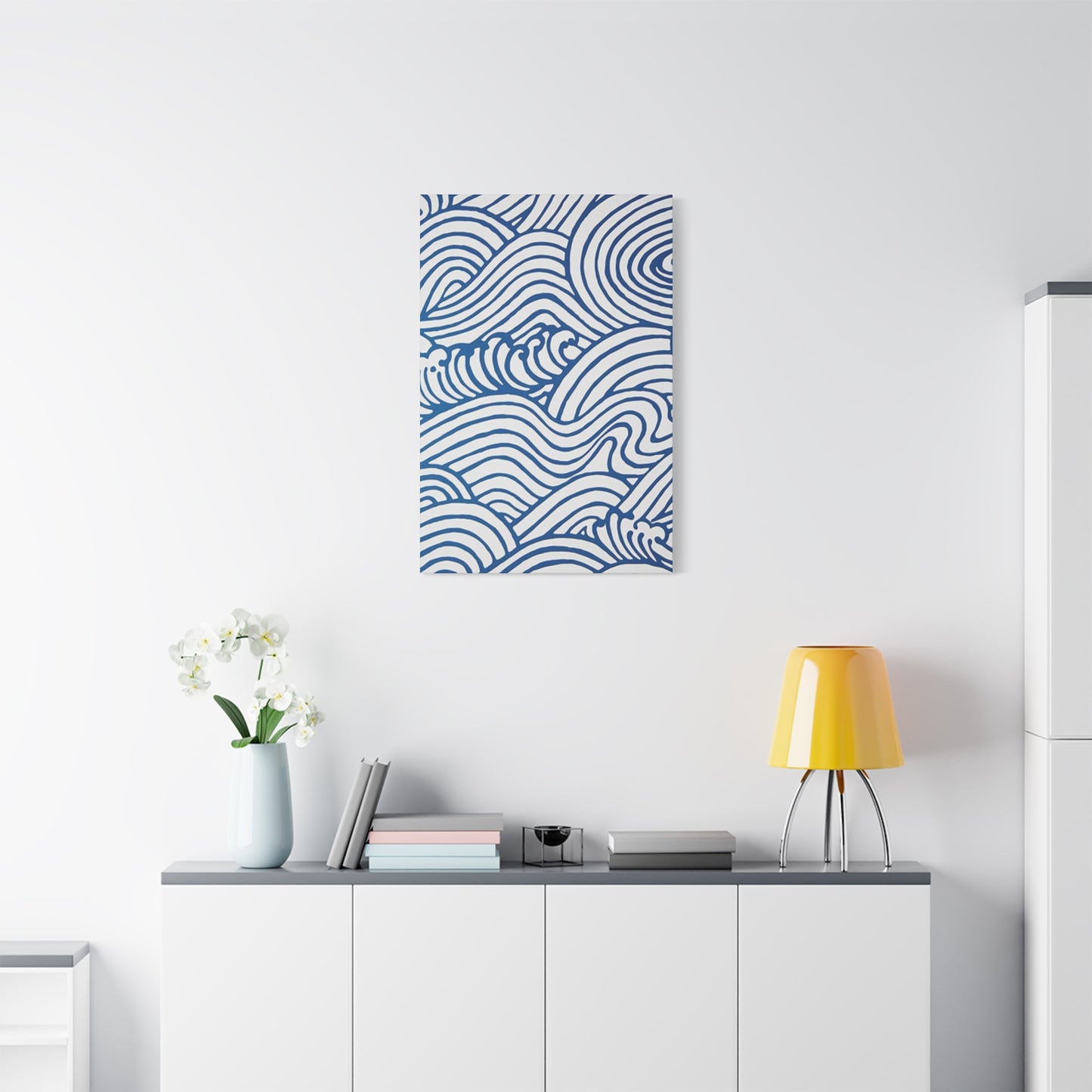 Blue Waves Drawing Wall Art & Canvas Prints