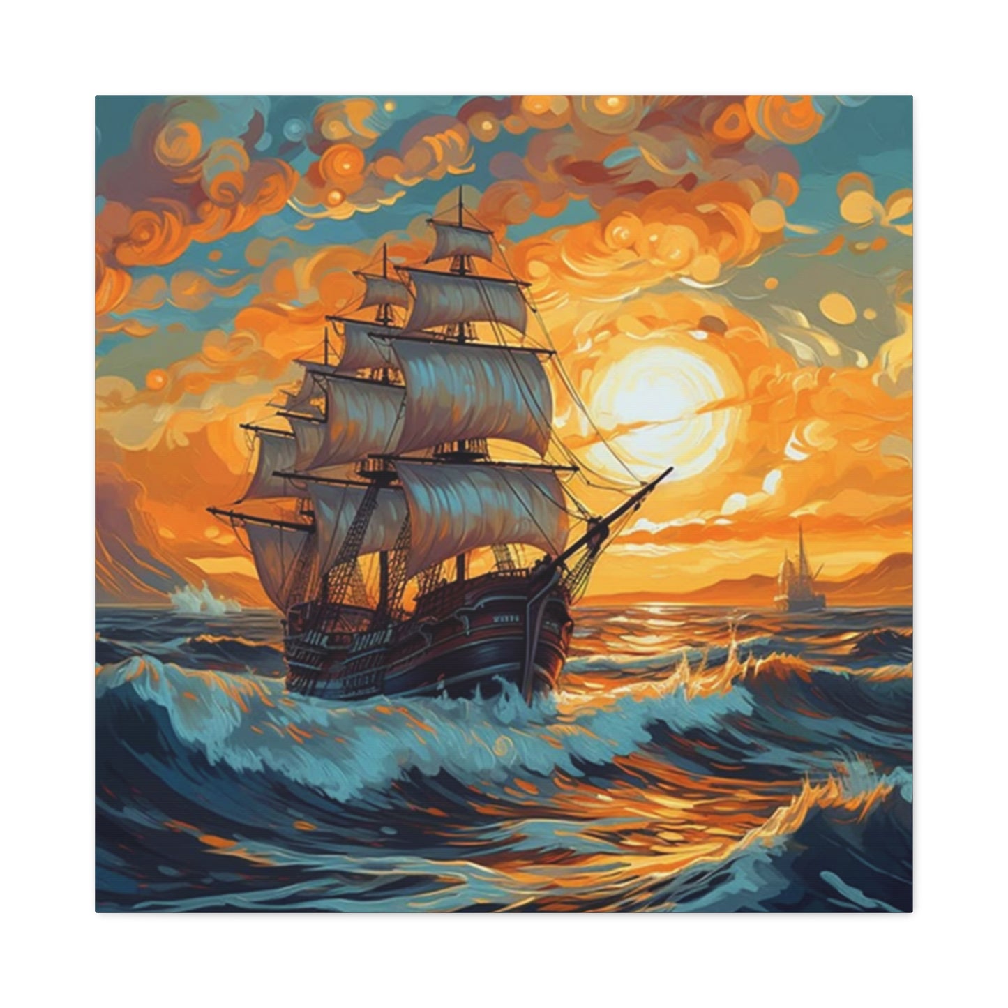 Ship Sailing During Dawn Painting Wall Art & Canvas Prints