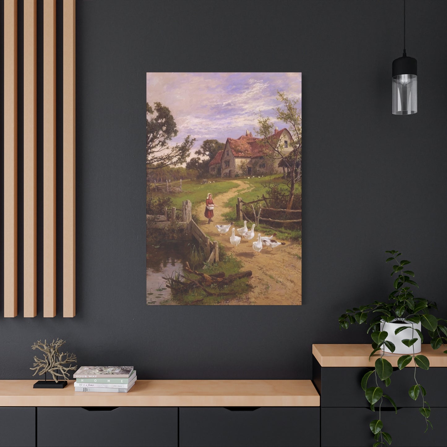 Ducks With A Charming Girl Wall Art & Canvas Prints