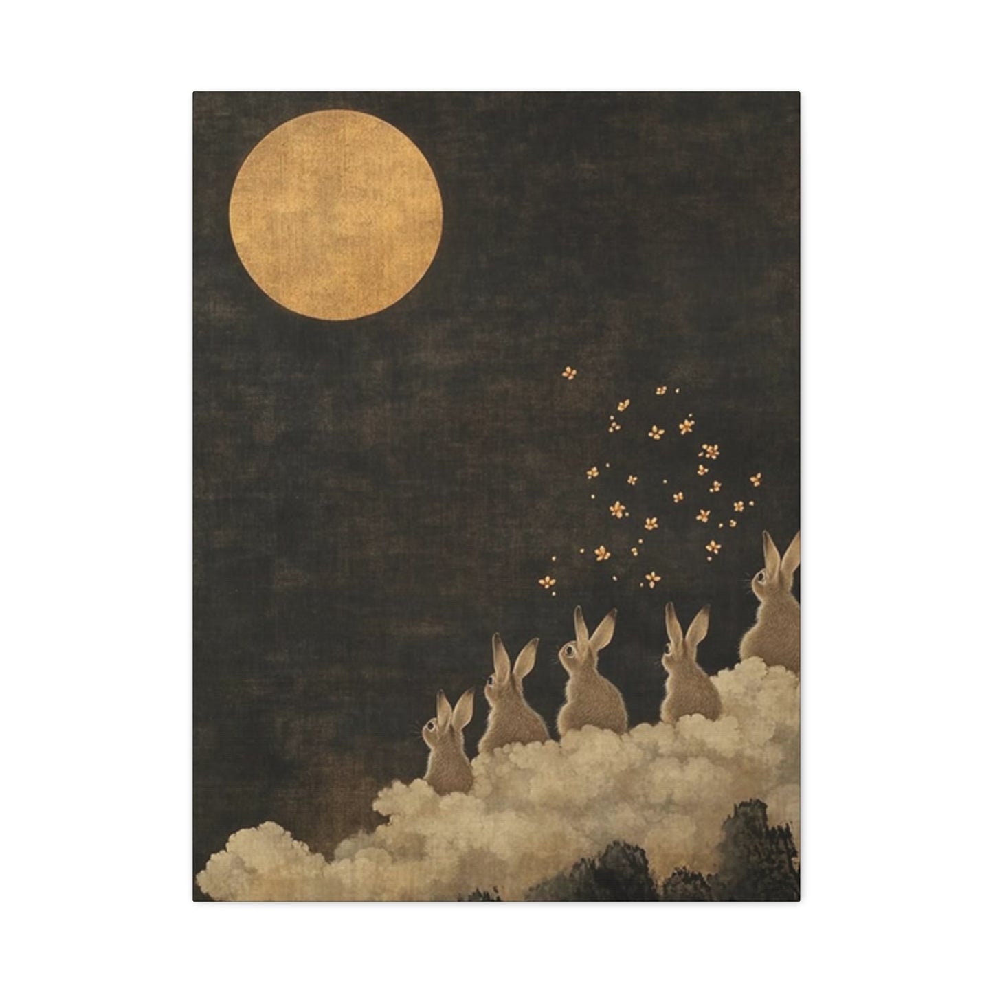 Moon & Rabbits Painting Wall Art & Canvas Prints