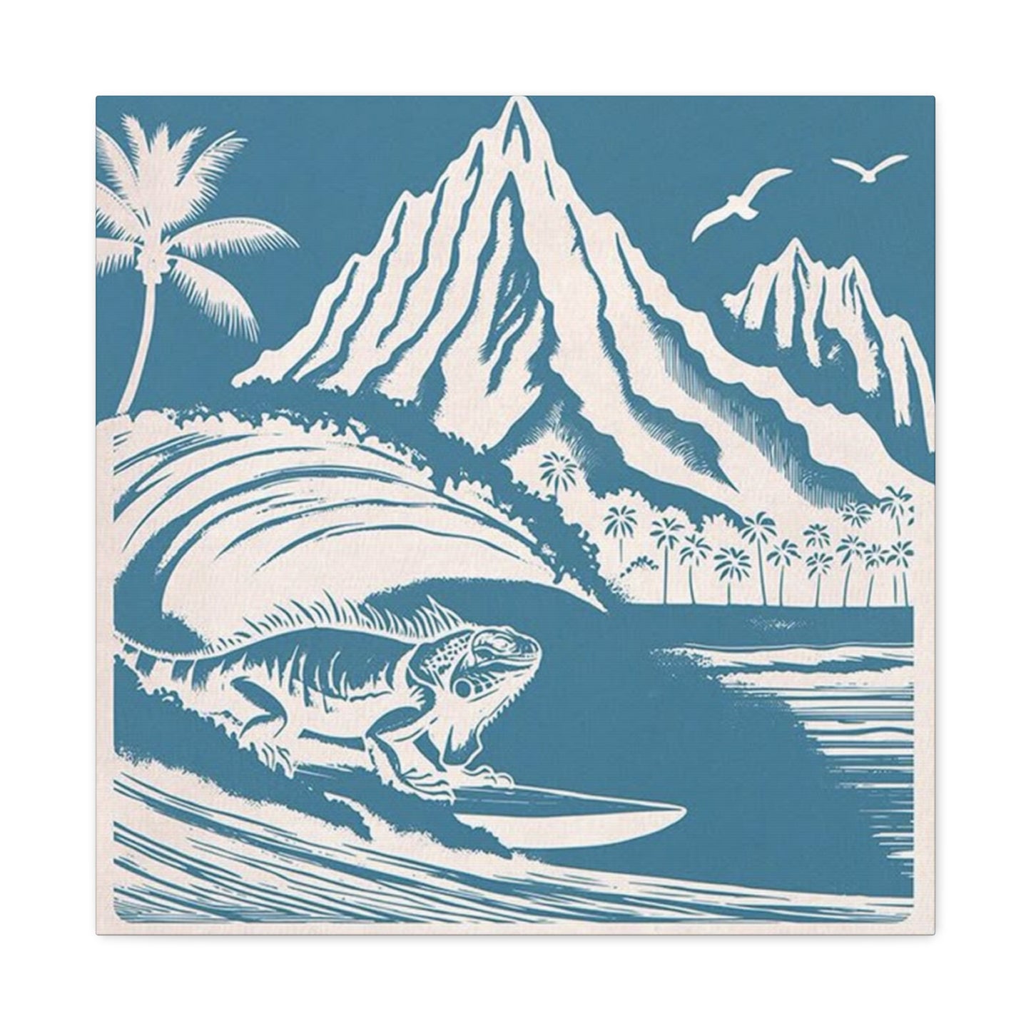 Chameleon Surfing Wall Art & Canvas Prints