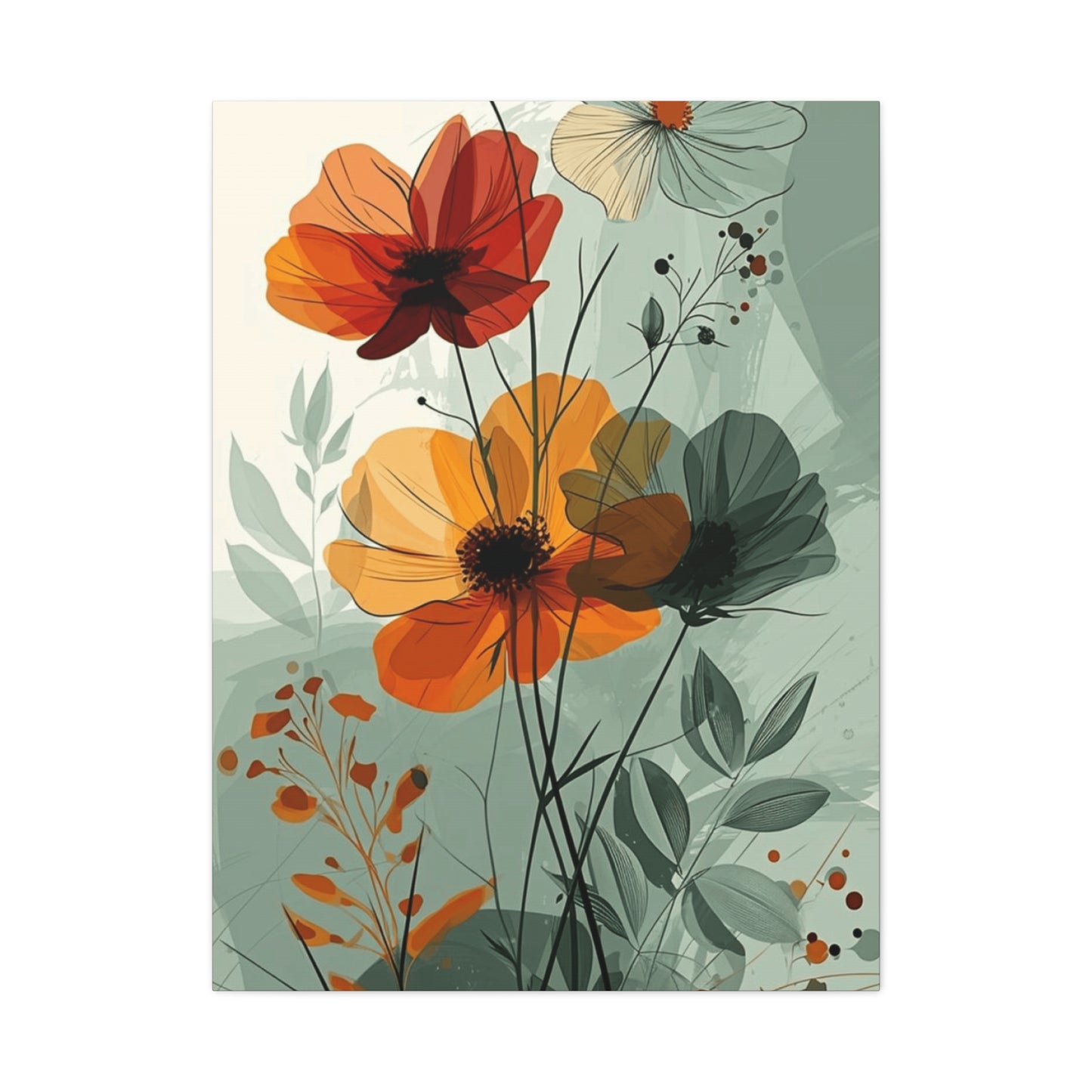 Green Floral Painting Wall Art & Canvas Prints
