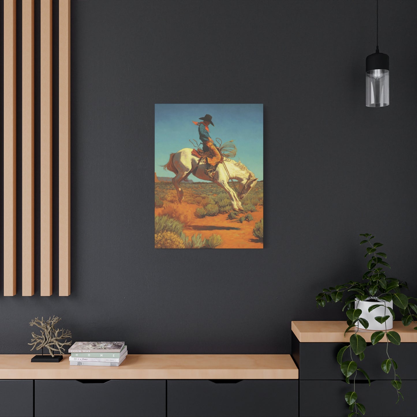 Cowboy On Jumping Horse Wall Art & Canvas Prints
