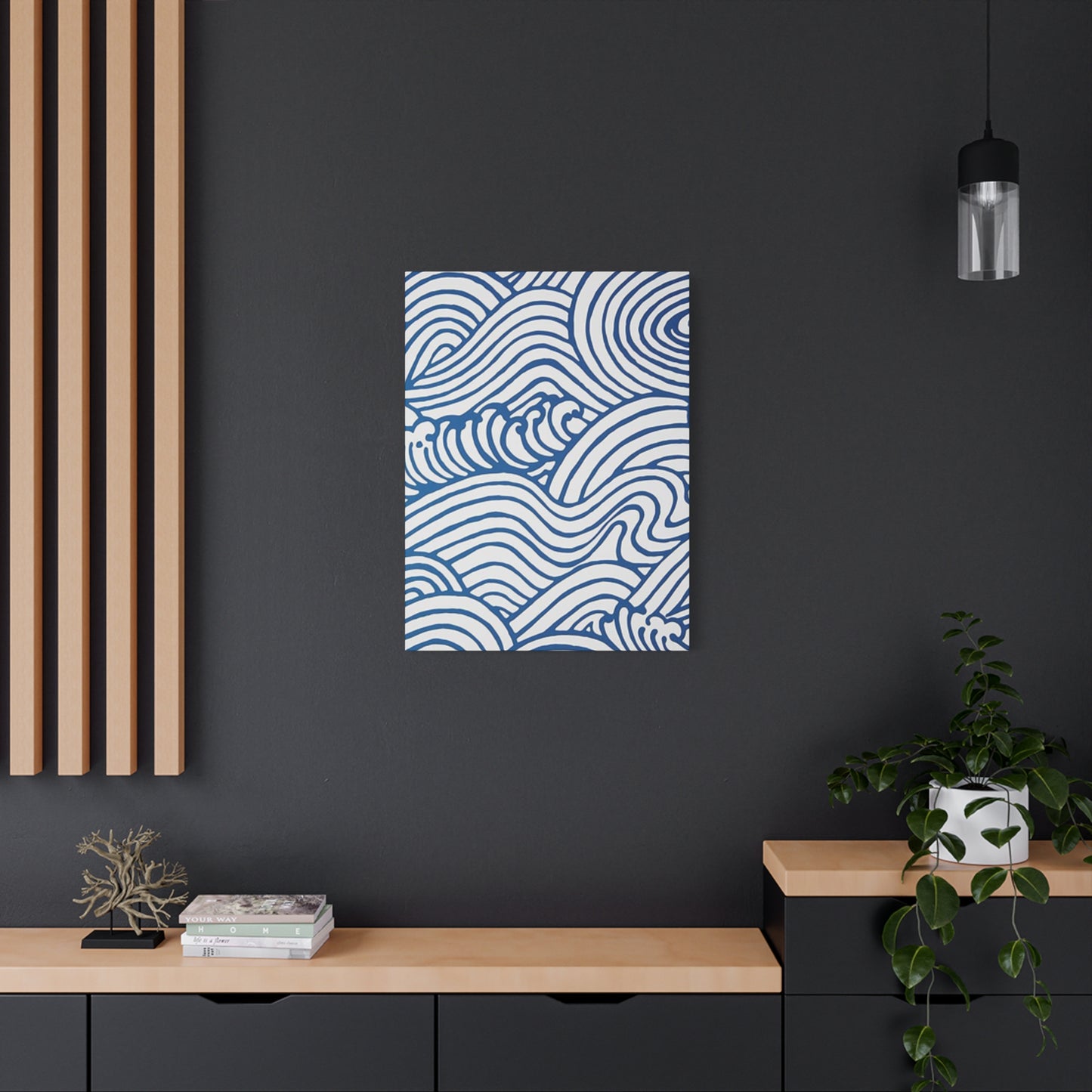 Blue Waves Drawing Wall Art & Canvas Prints