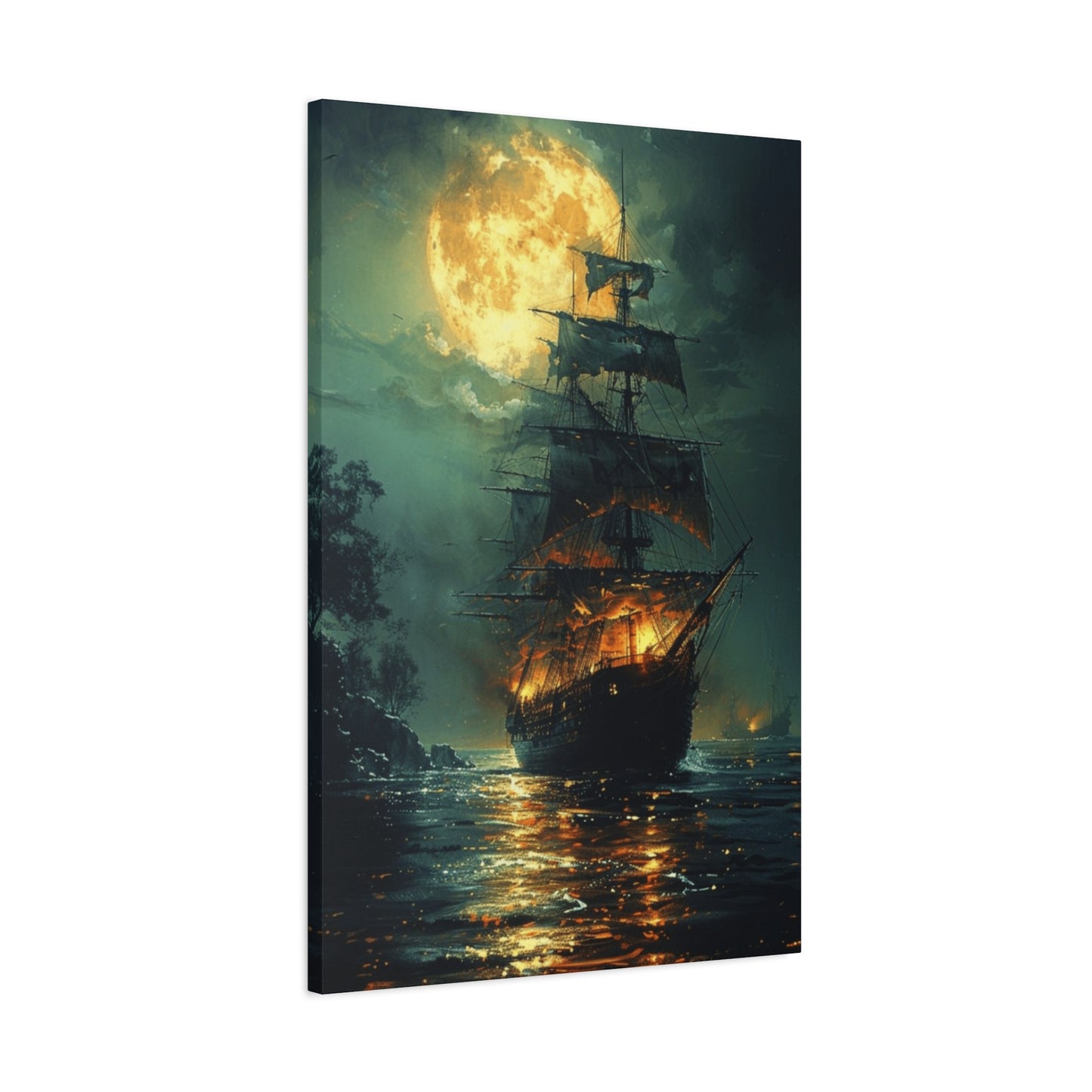Pirate Ship in Moonlight Wall Art & Canvas Prints