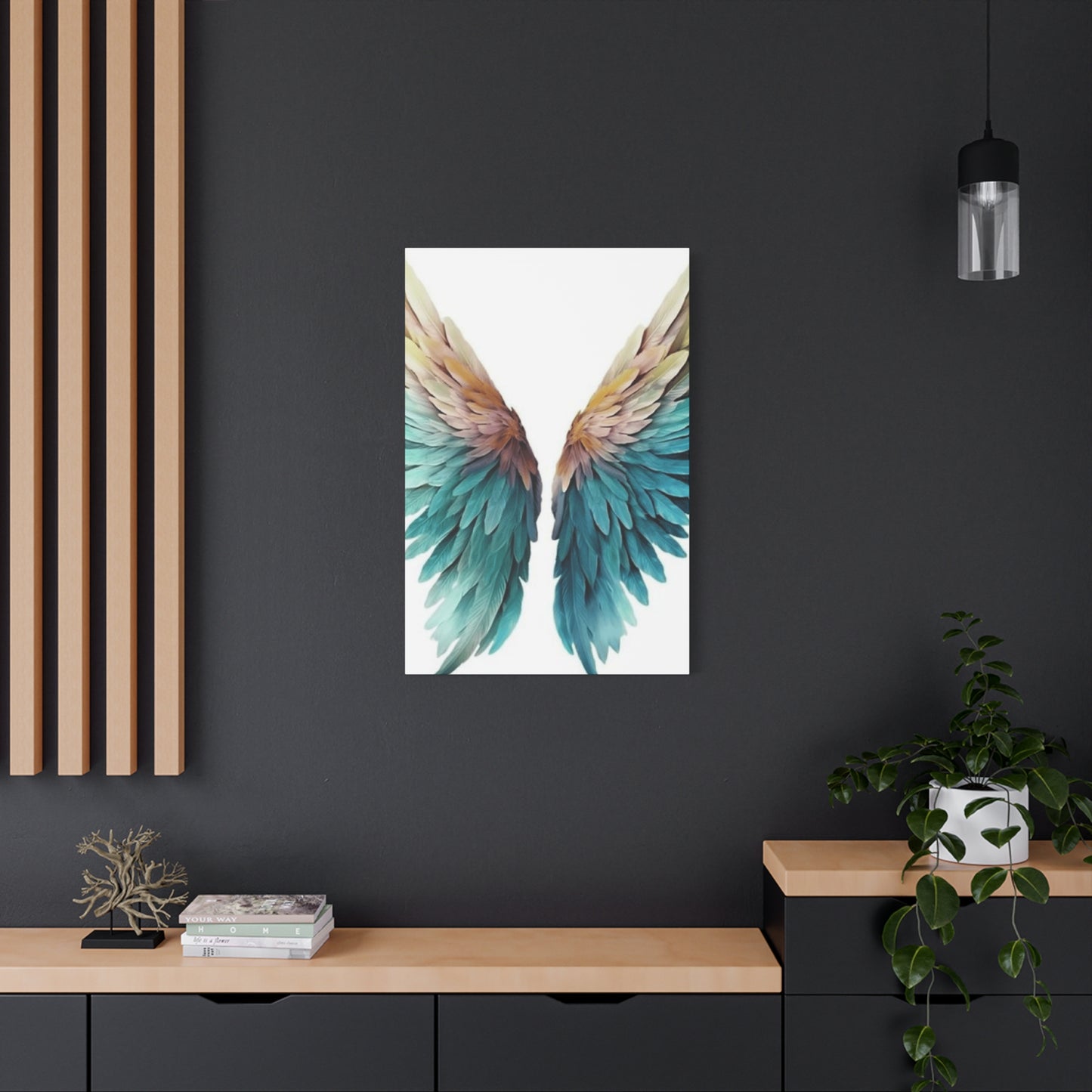 Blue and Golden Angel Wings Wall Art & Canvas Prints
