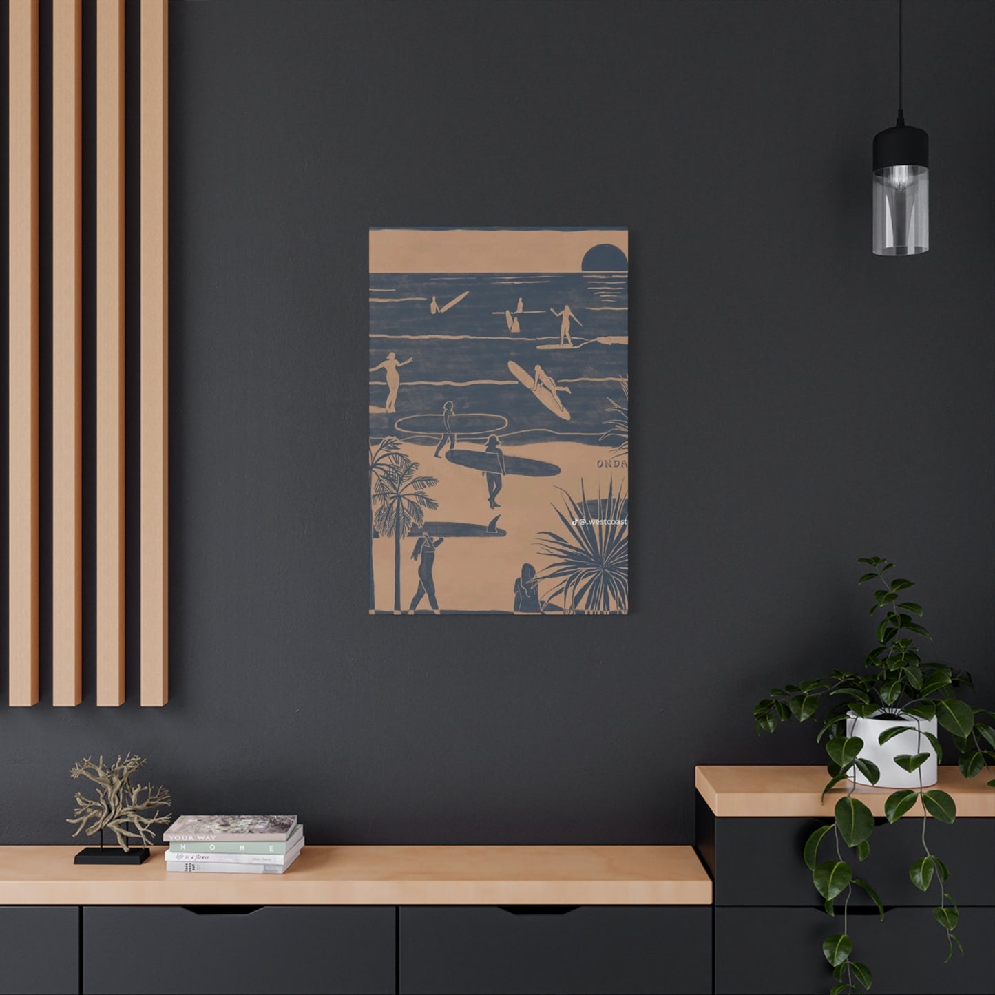Beach Surfing Painting Wall Art & Canvas Prints