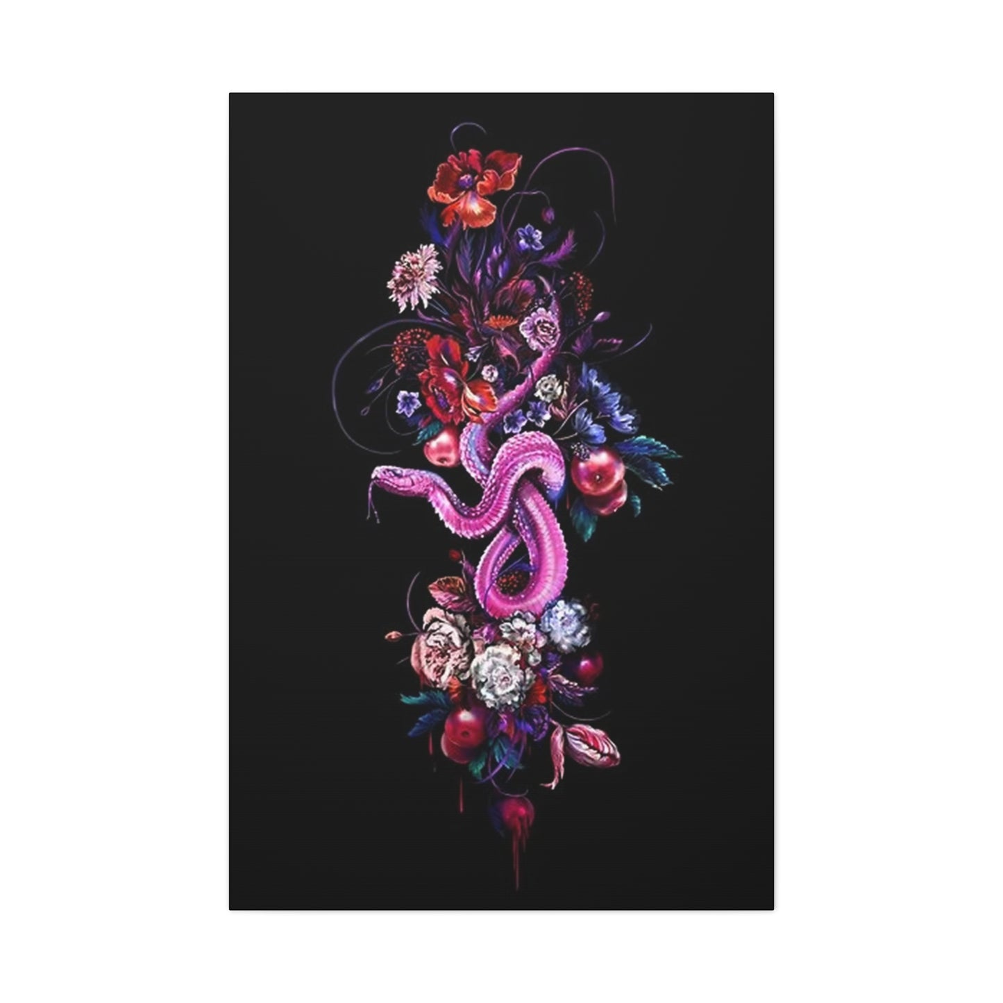 Pink Snake And Flowers Wall Art & Canvas Prints