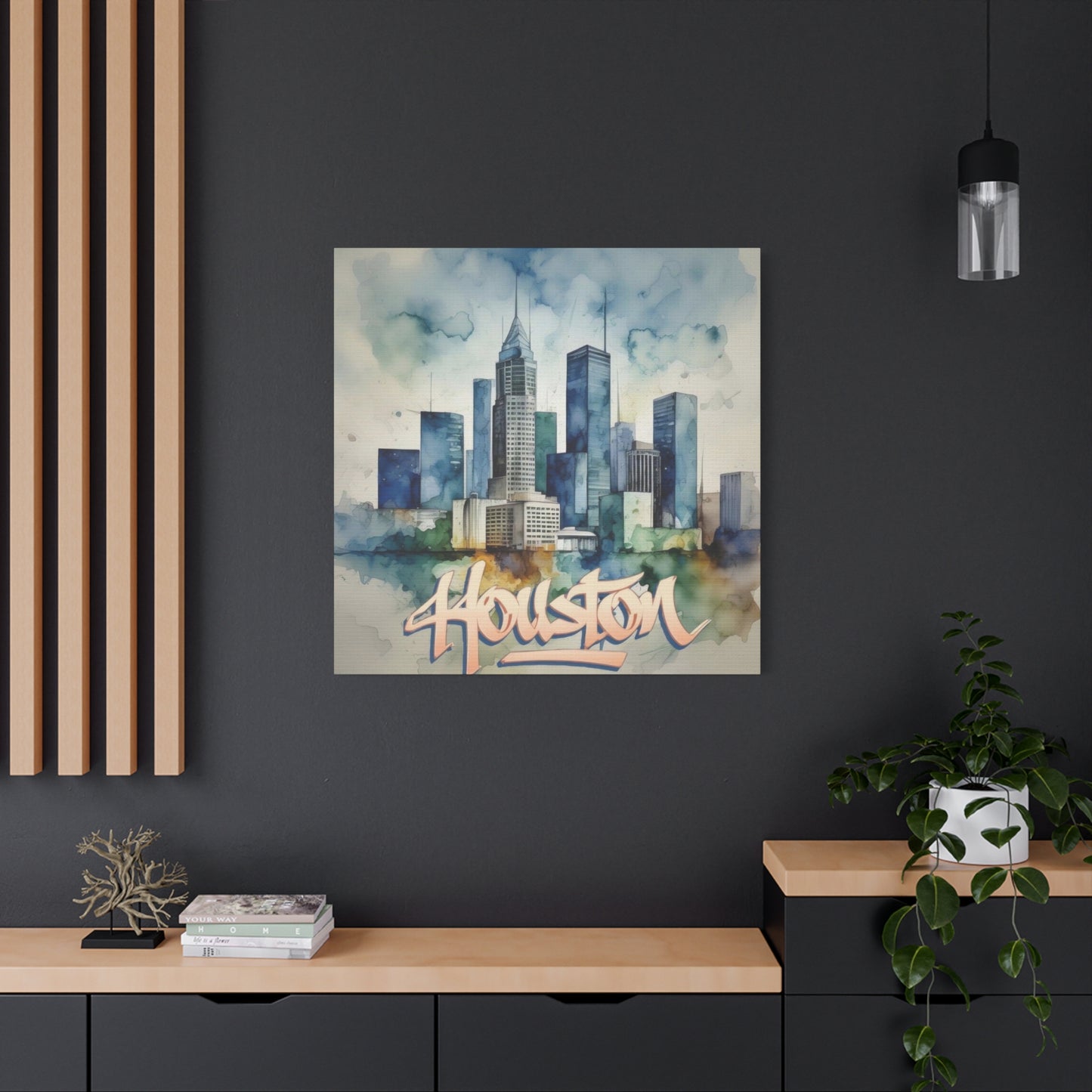 Houston Skyline Watercolor Wall Art & Canvas Prints