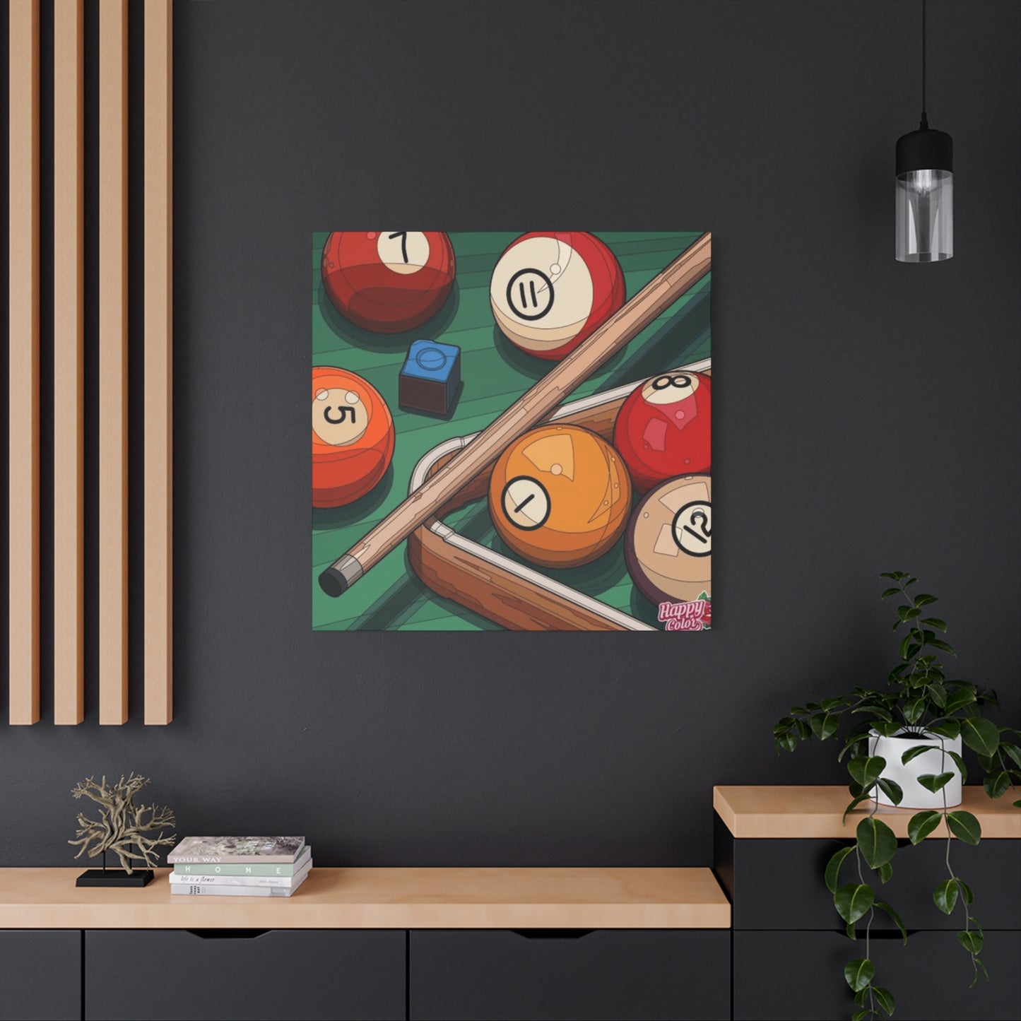 Billiard table, Balls and Cue Wall Art & Canvas Prints