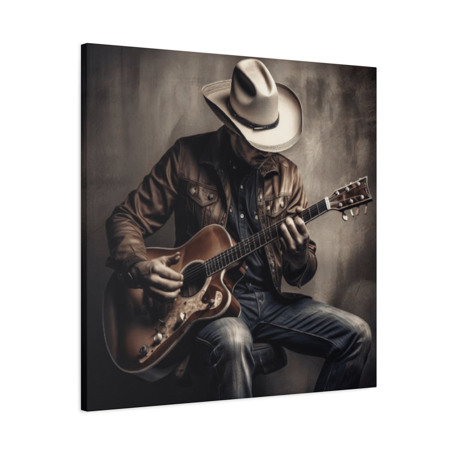 Cowboy Playing Guitar Wall Art & Canvas Prints