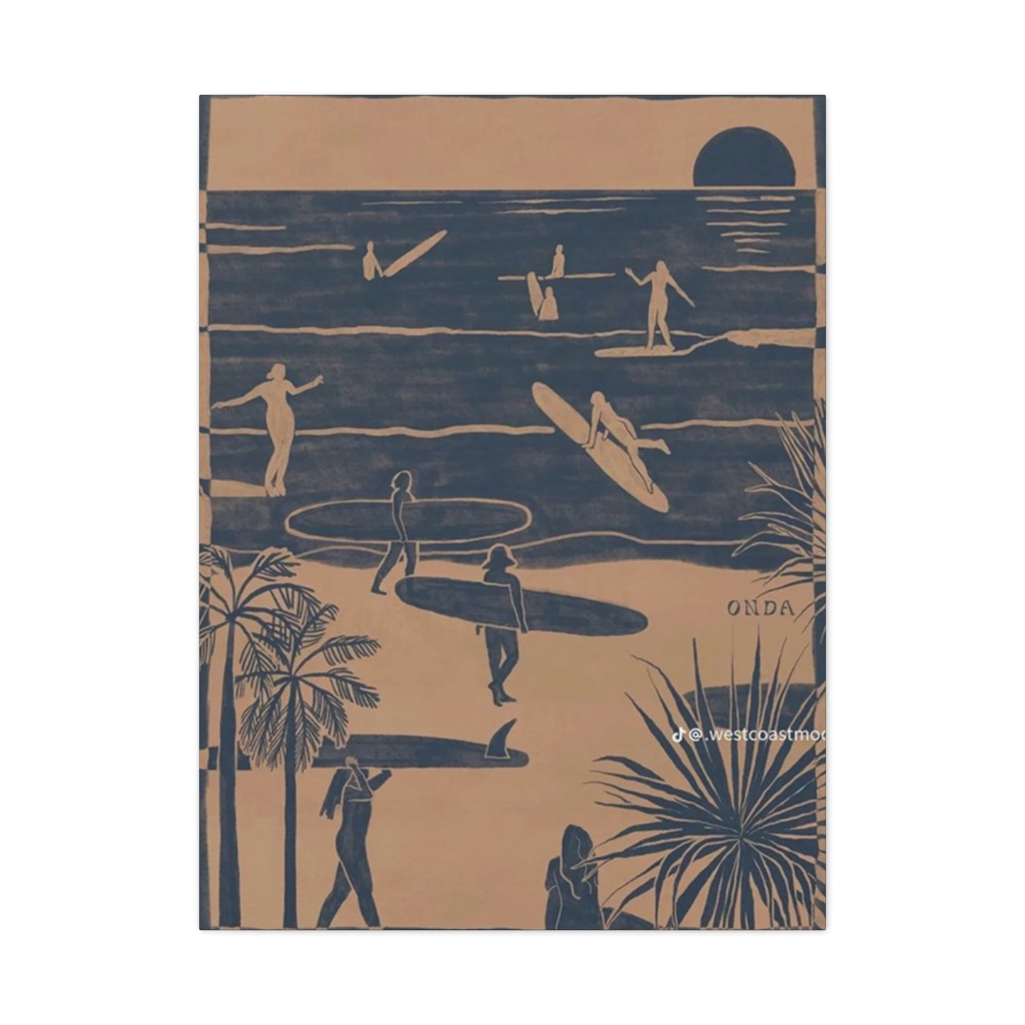 Beach Surfing Painting Wall Art & Canvas Prints