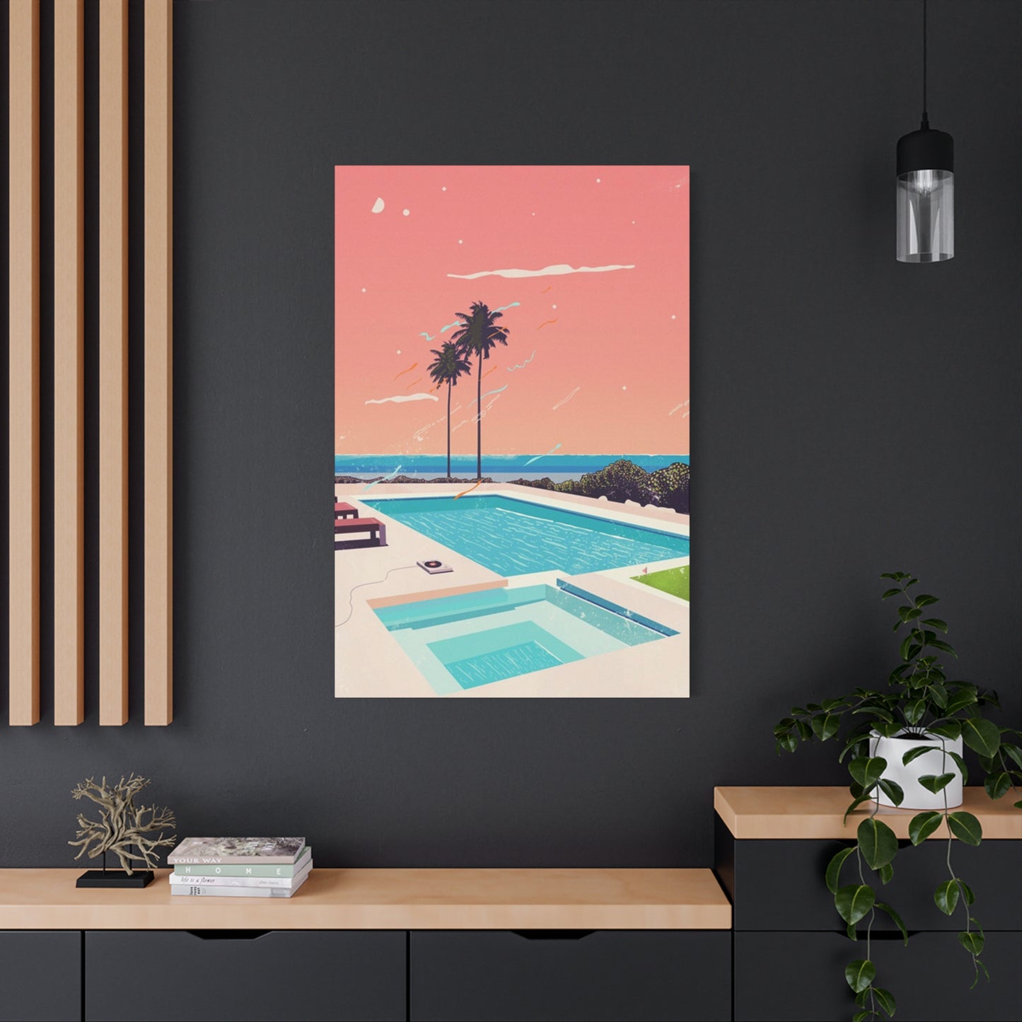 Swimming Pool In Resort With A Sunset Wall Art & Canvas Prints