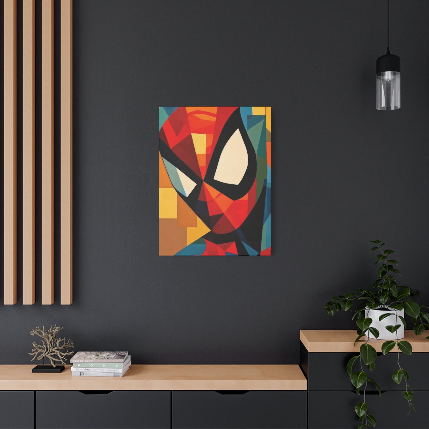 Spiderman Closeup Cubism Wall Art & Canvas Prints