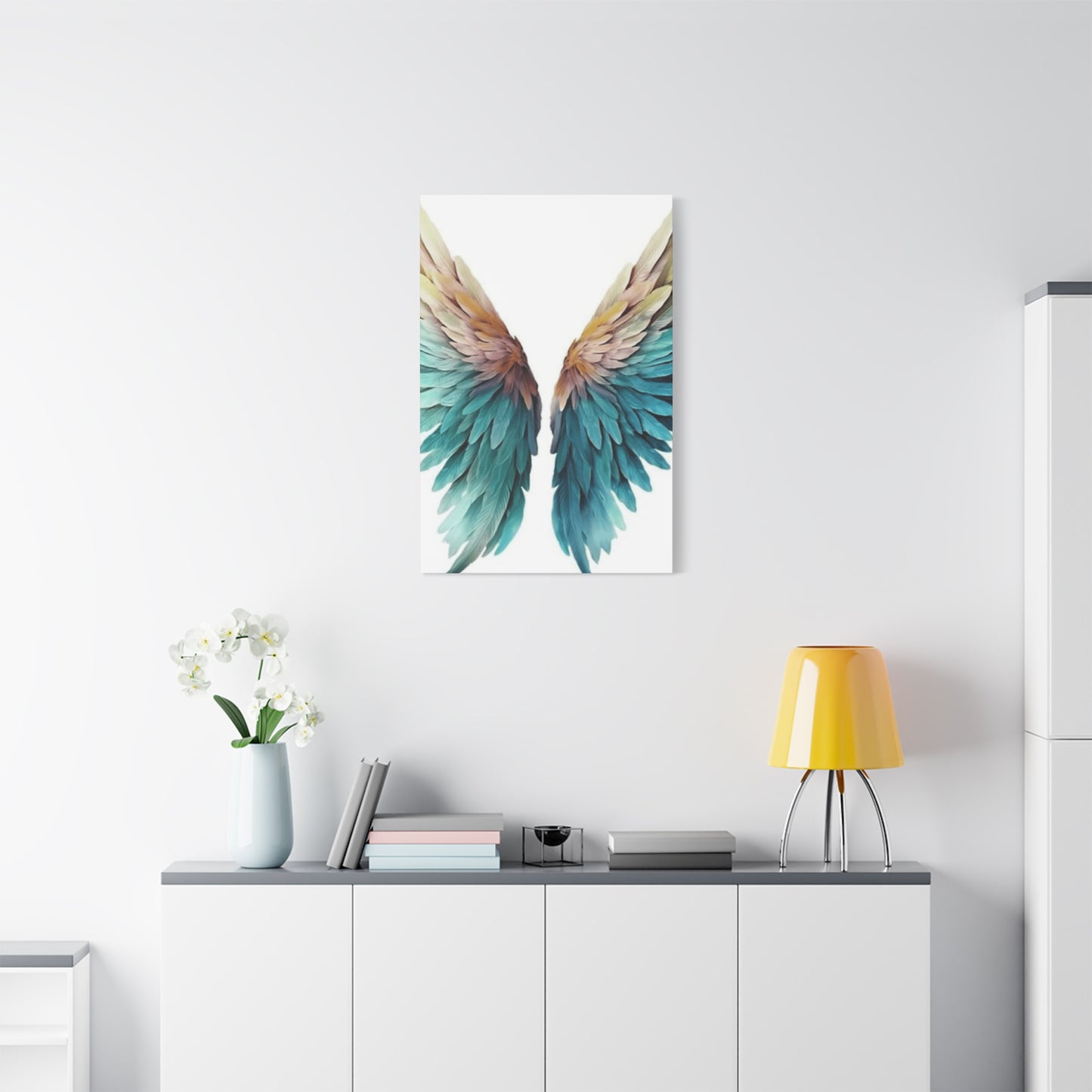 Blue and Golden Angel Wings Wall Art & Canvas Prints
