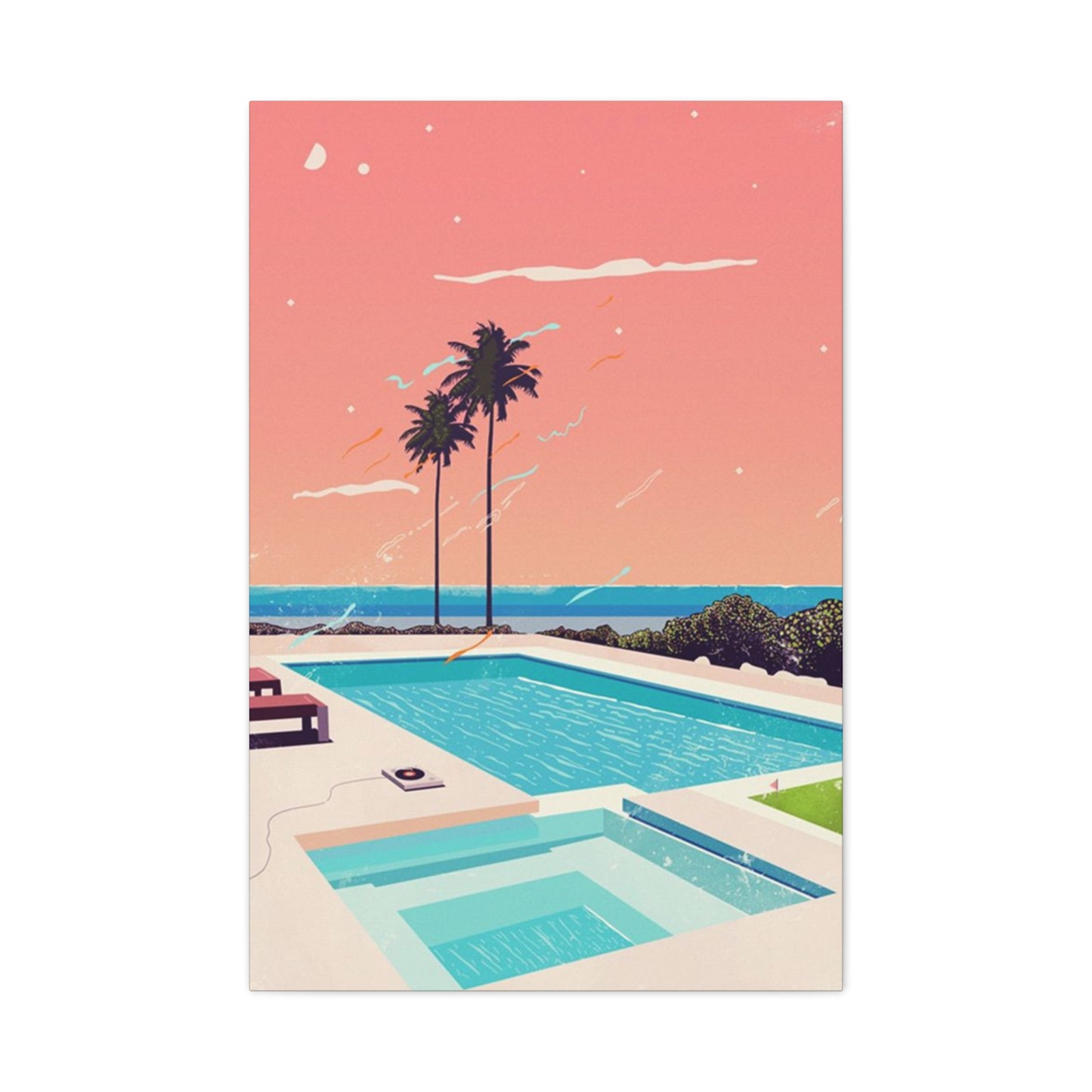 Swimming Pool In Resort With A Sunset Wall Art & Canvas Prints