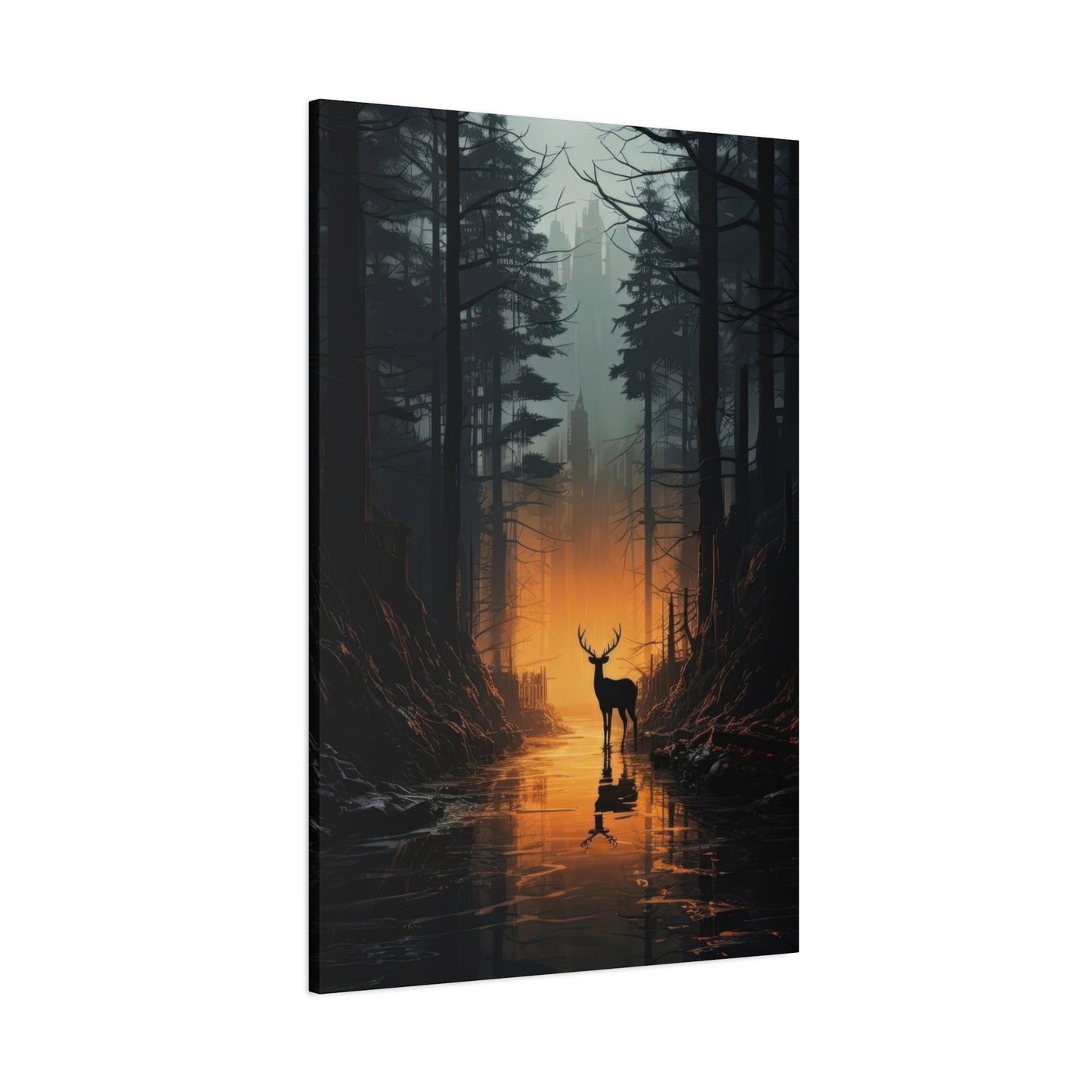Forest Dark Deer Silhouette Wall Art & Canvas Prints