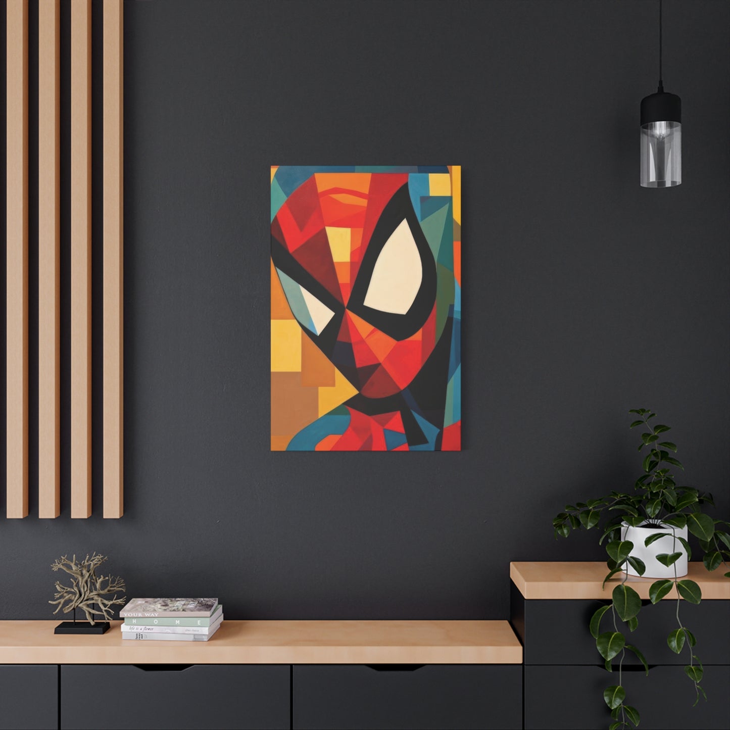 Spiderman Closeup Cubism Wall Art & Canvas Prints