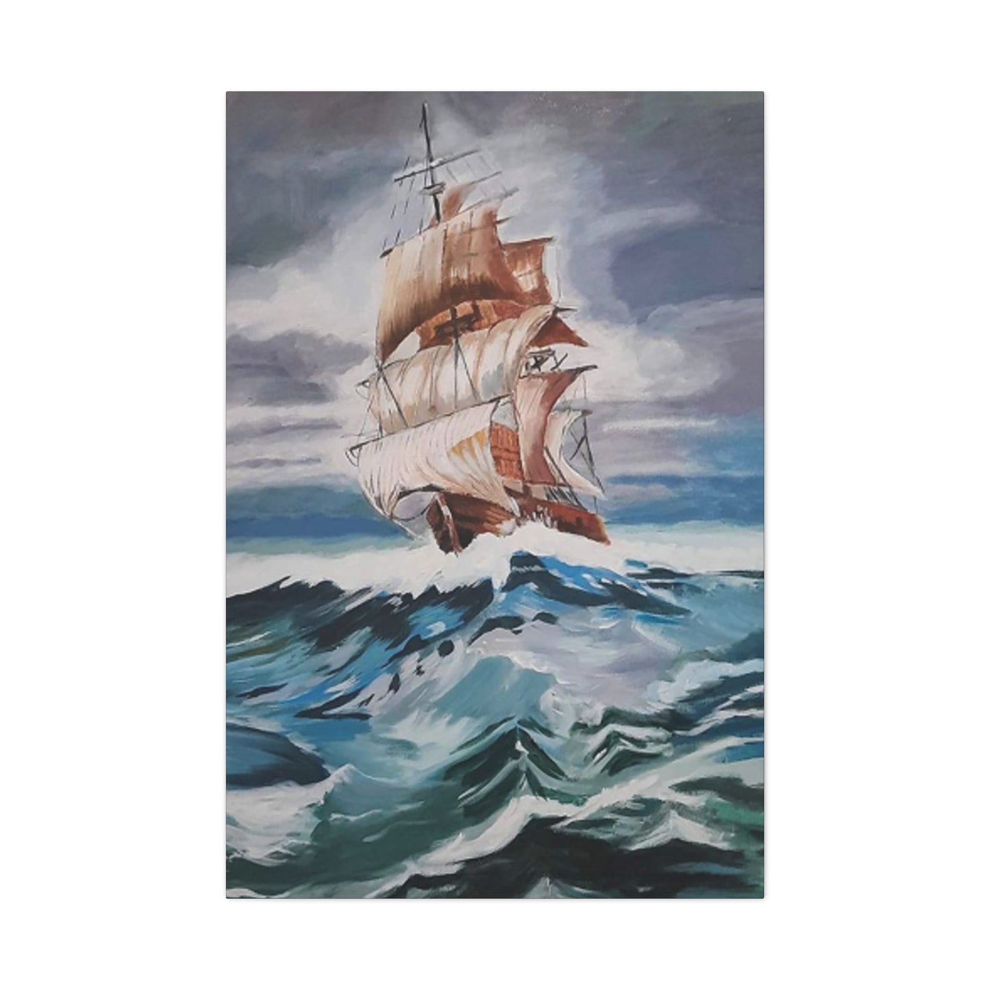 Large Vintage Ship In Waves Wall Art & Canvas Prints