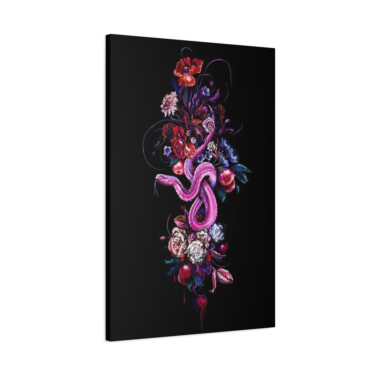 Pink Snake And Flowers Wall Art & Canvas Prints