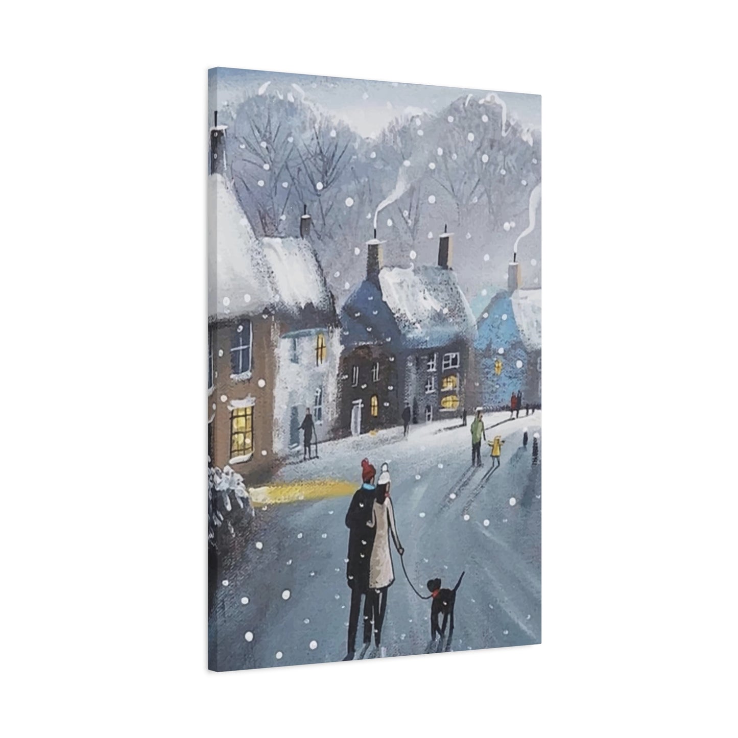 People Walk On Snow Road Wall Art & Canvas Prints