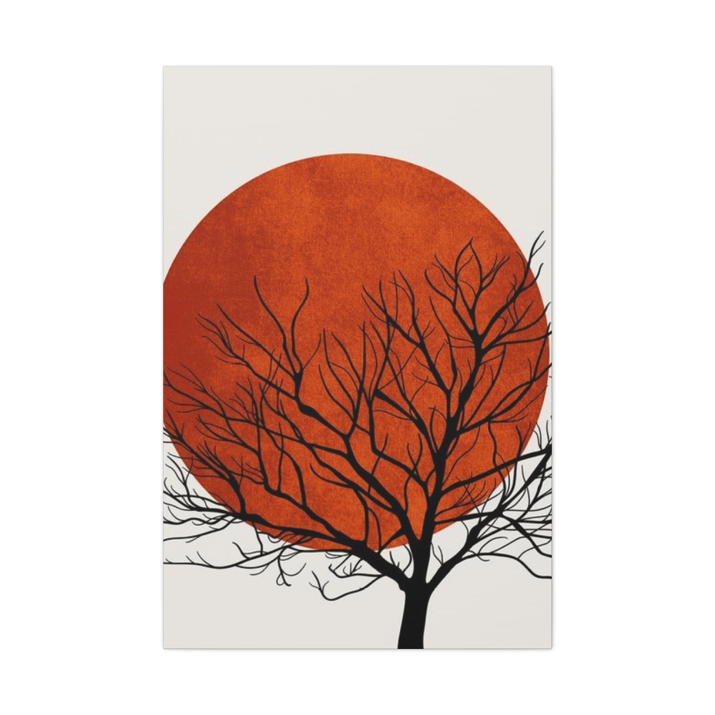 Dry Tree Silhouette with Orange Sun Wall Art & Canvas Prints