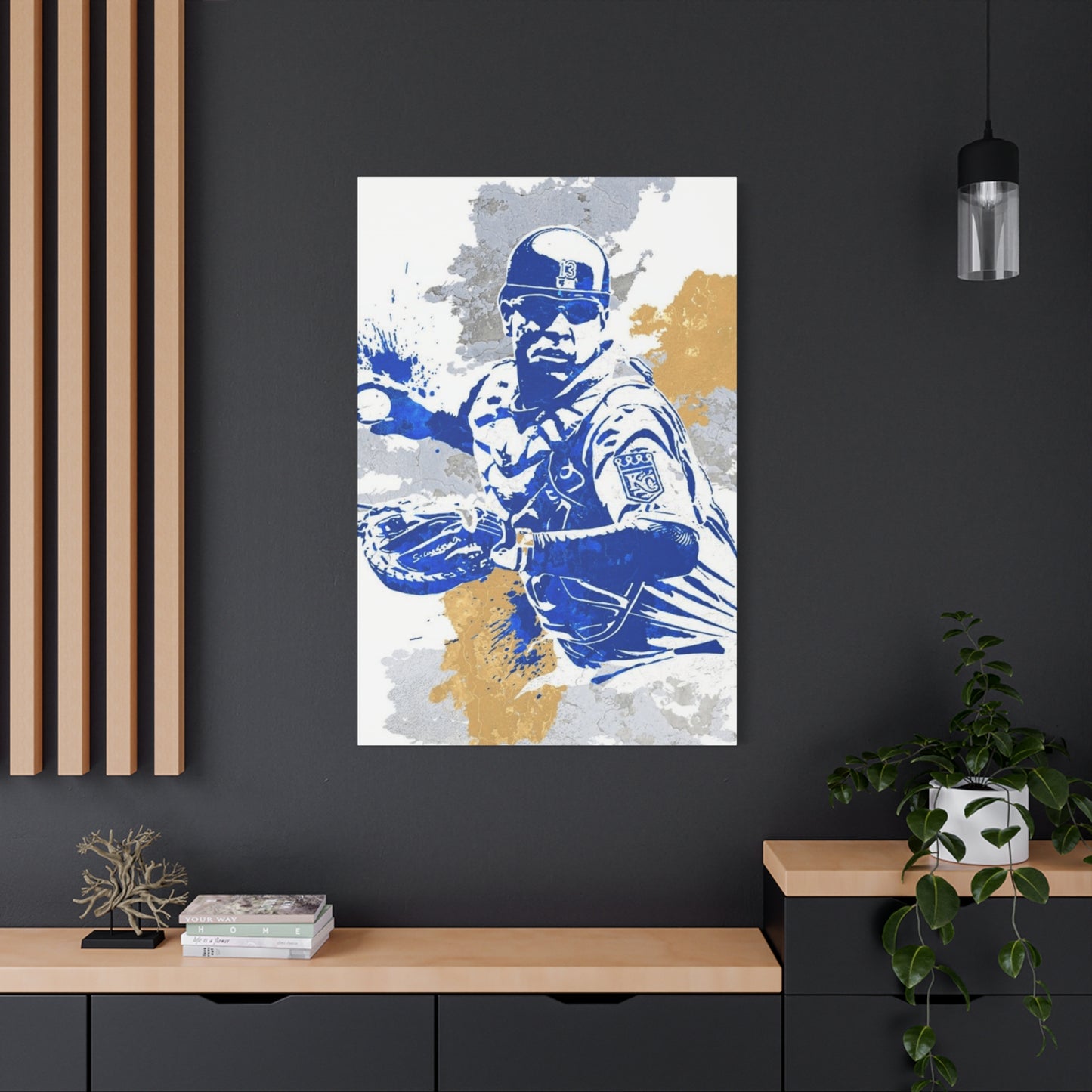 Baseball Fielder Splash Painting Wall Art & Canvas Prints