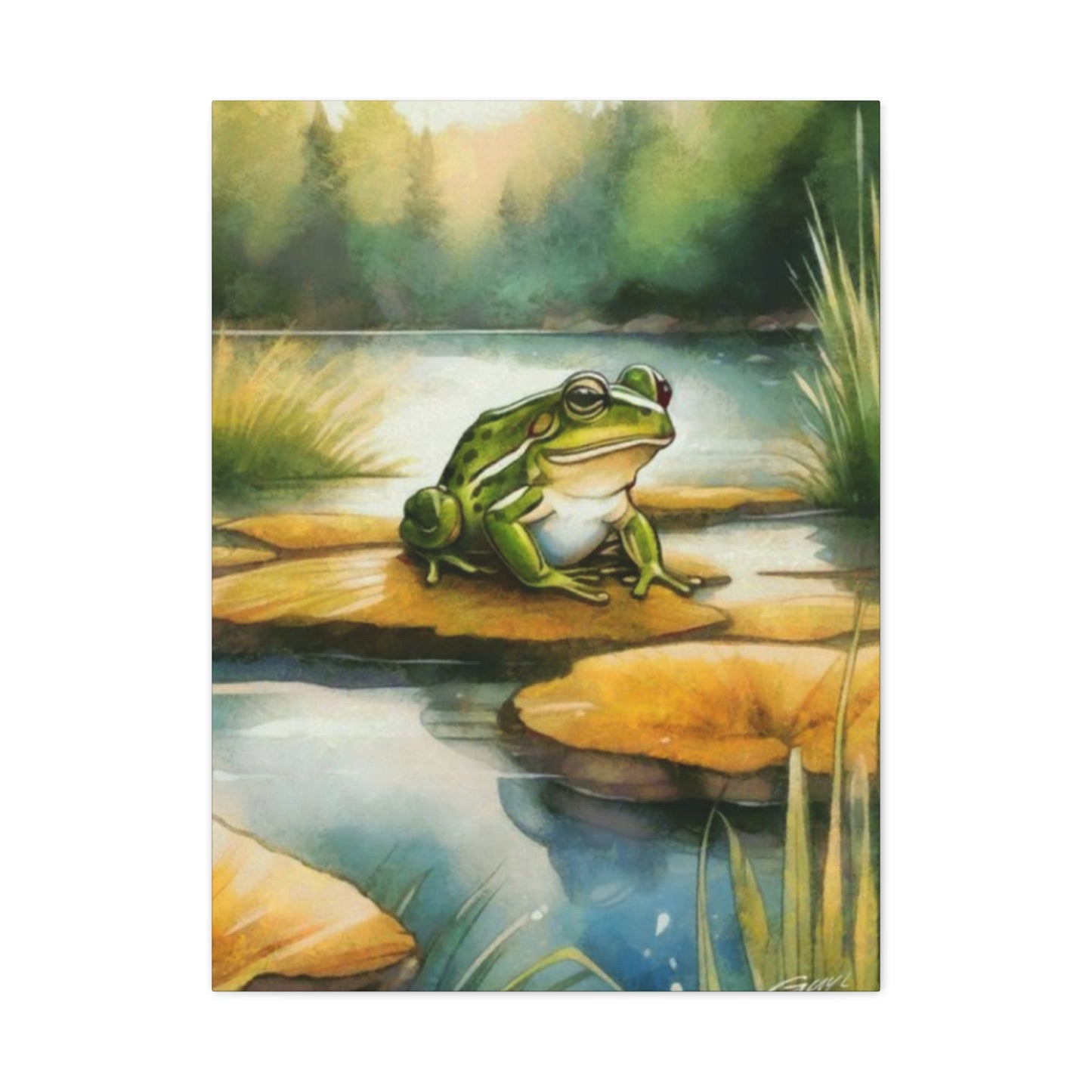 Frog on Leaf Pad Wall Art & Canvas Prints