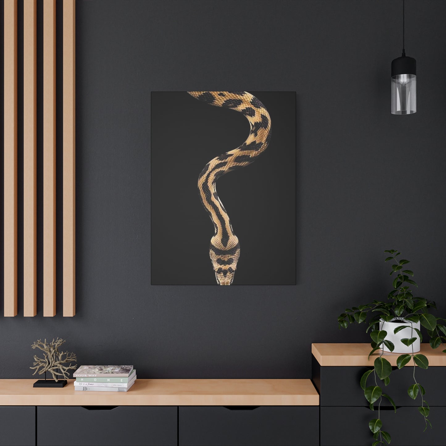 Snake On Black Poster Wall Art & Canvas Prints