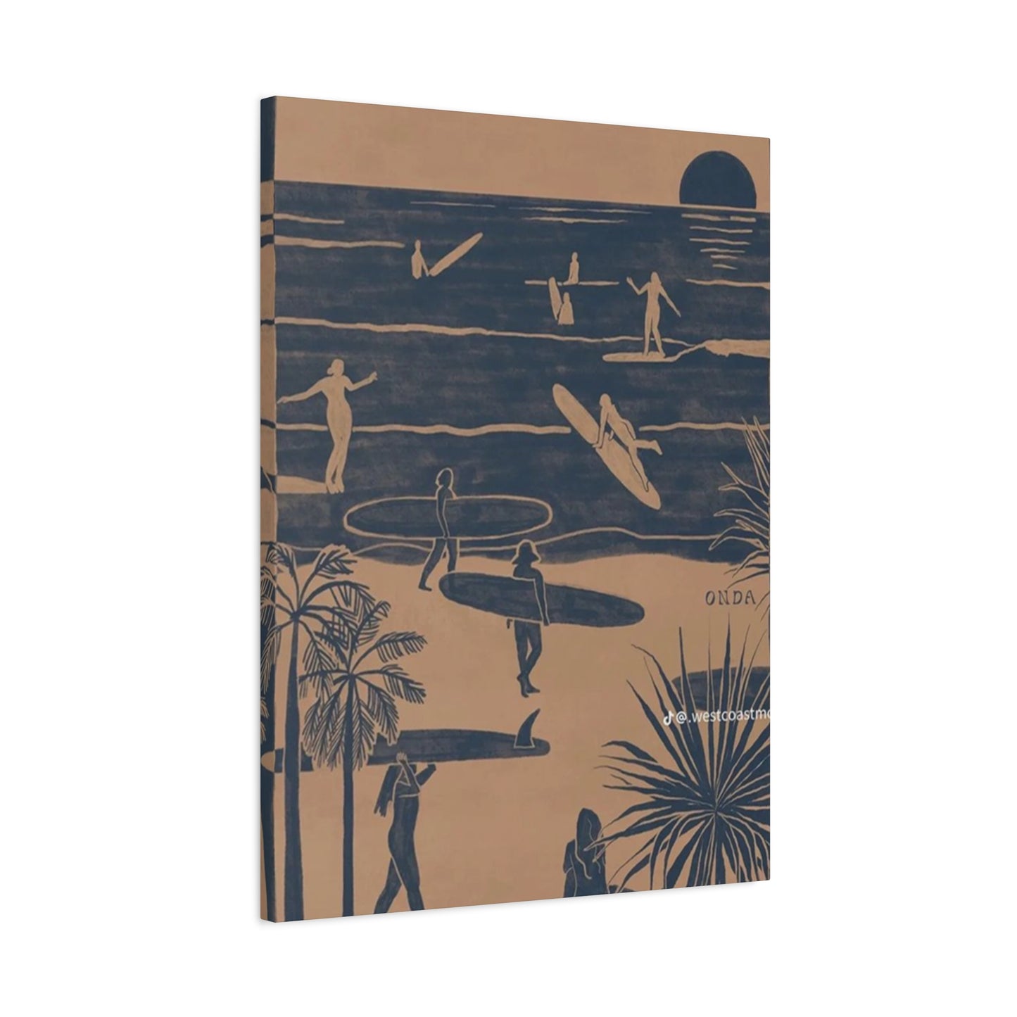 Beach Surfing Painting Wall Art & Canvas Prints