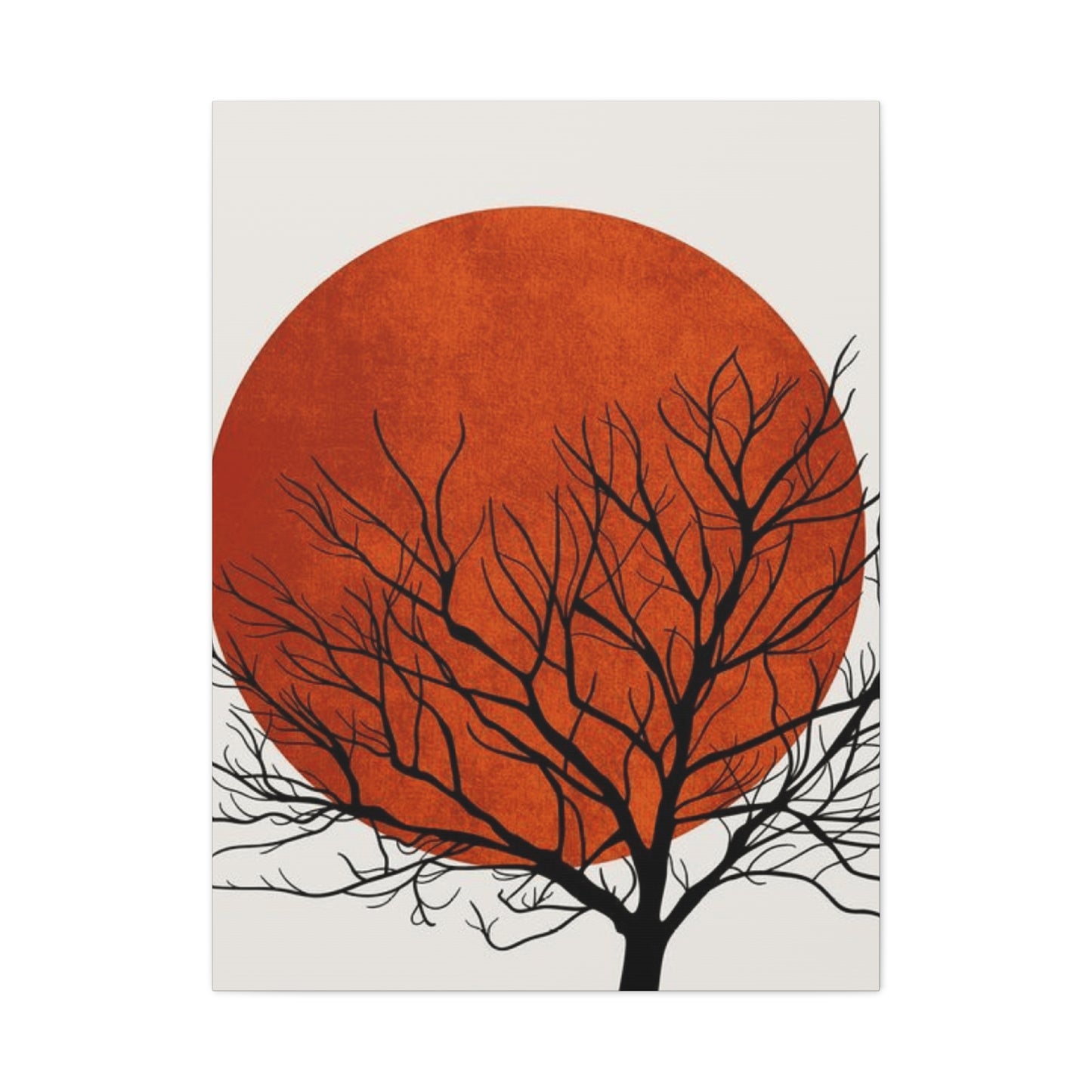 Dry Tree Silhouette with Orange Sun Wall Art & Canvas Prints