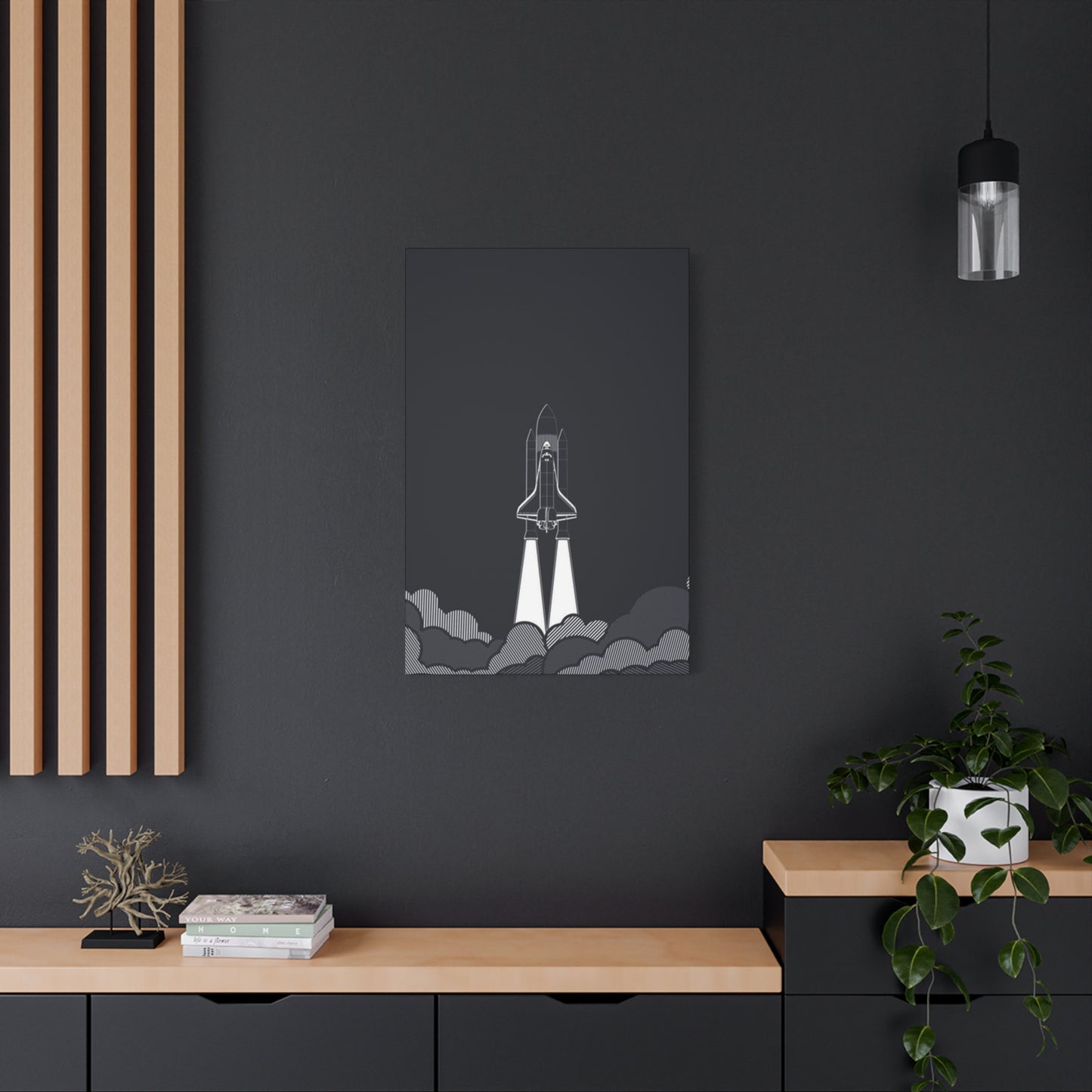 Dark Rocket Launch Poster Wall Art & Canvas Prints