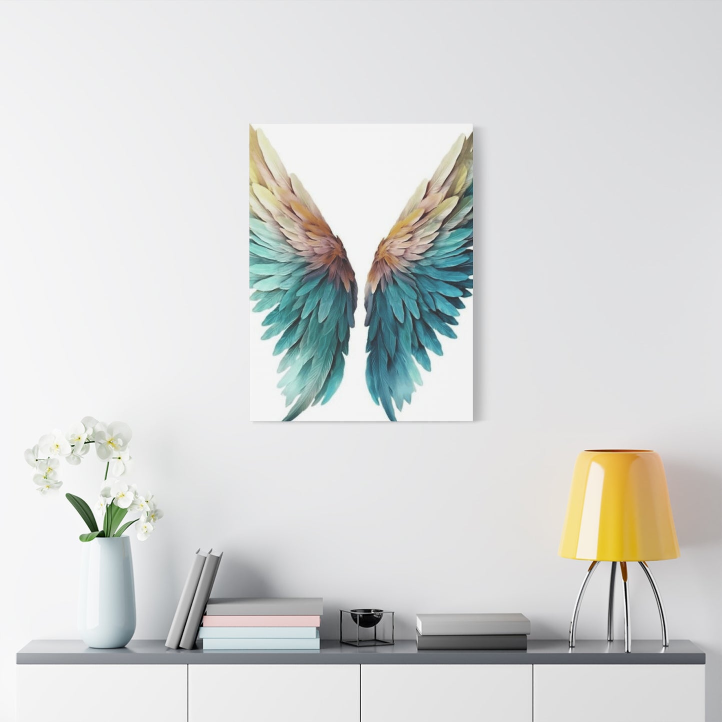 Blue and Golden Angel Wings Wall Art & Canvas Prints