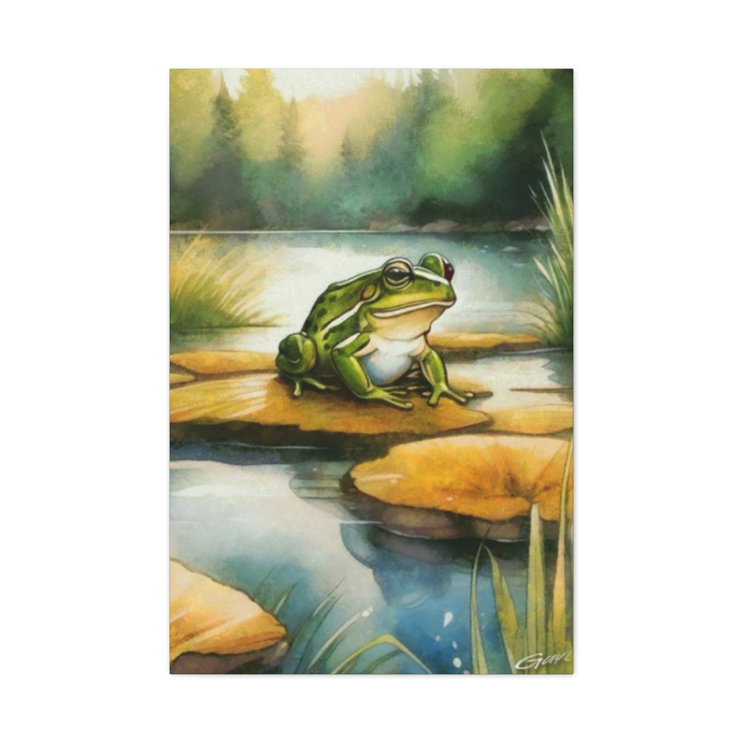 Frog on Leaf Pad Wall Art & Canvas Prints
