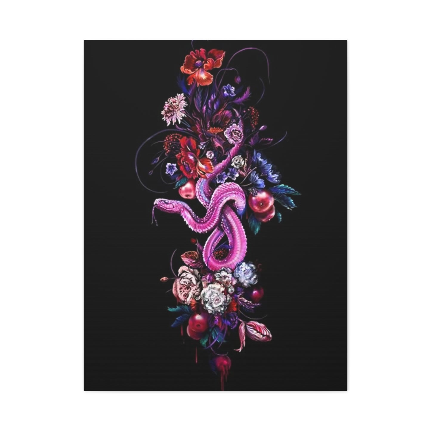 Pink Snake And Flowers Wall Art & Canvas Prints