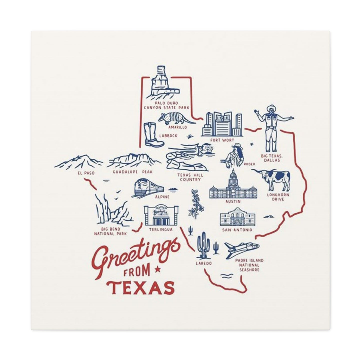 Greeting From Texas Poster Wall Art & Canvas Prints