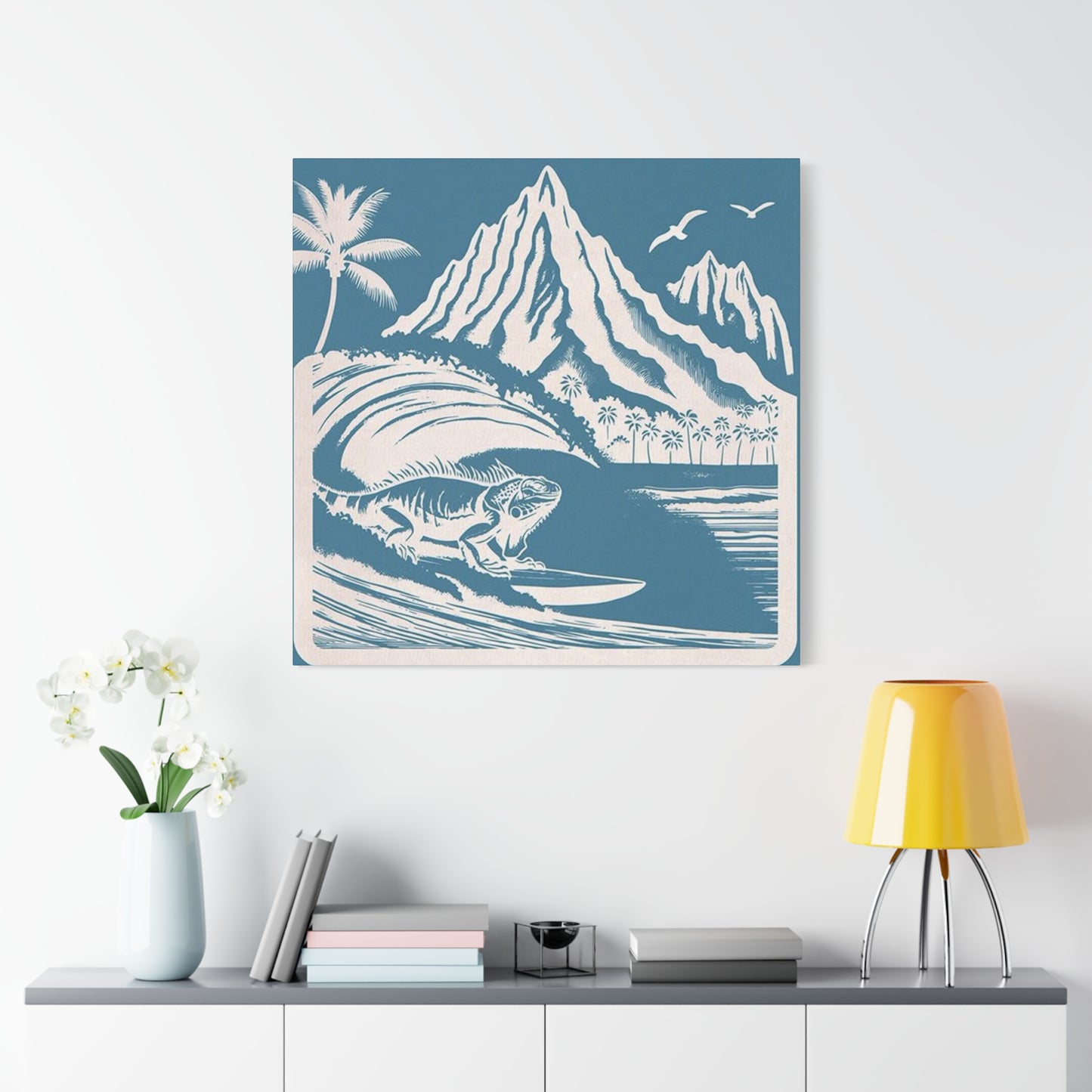 Chameleon Surfing Wall Art & Canvas Prints