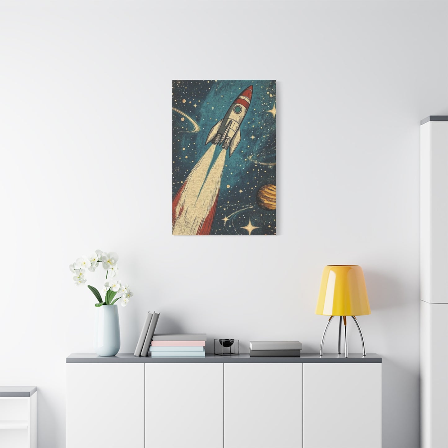Rocket In Space Poster Wall Art & Canvas Prints