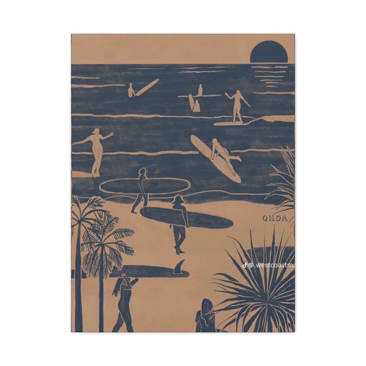 Beach Surfing Painting Wall Art & Canvas Prints