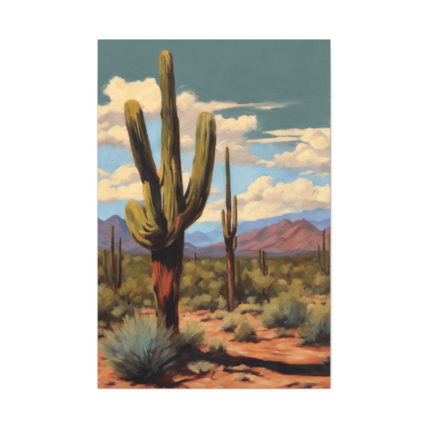 Cactus Standing in Desert Painting Wall Art & Canvas Prints