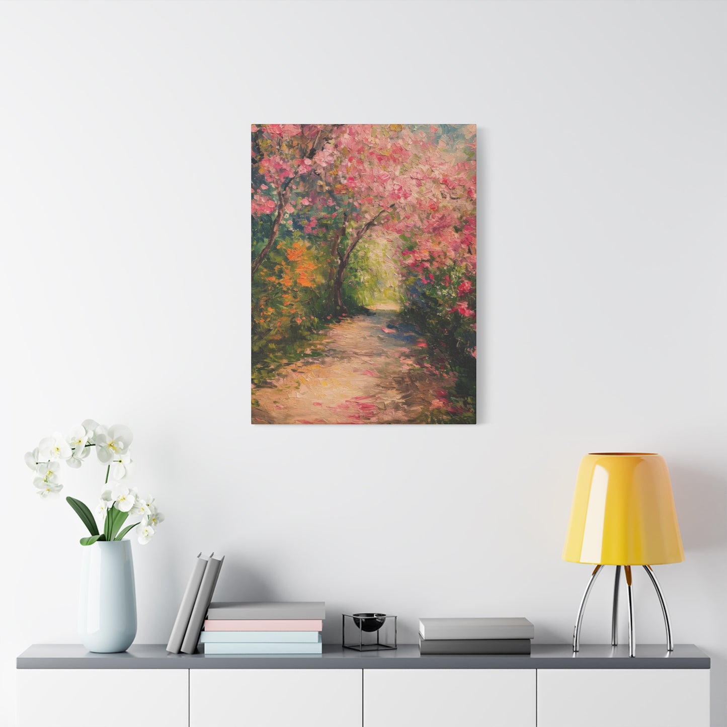 Pathway Pink Colorful Flowers Wall Art & Canvas Prints