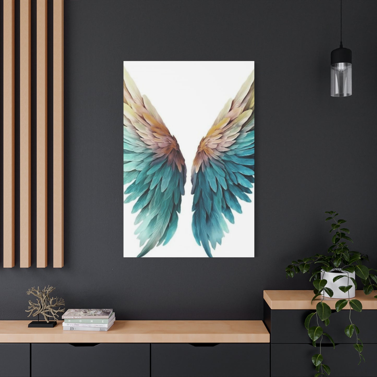 Blue and Golden Angel Wings Wall Art & Canvas Prints