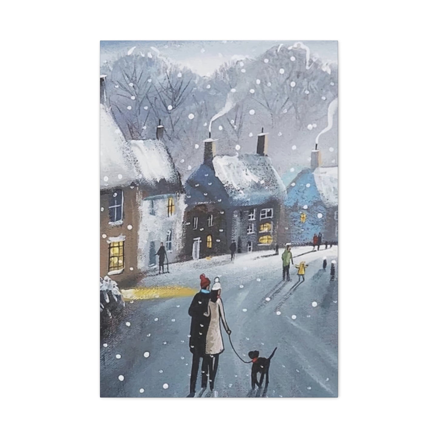People Walk On Snow Road Wall Art & Canvas Prints