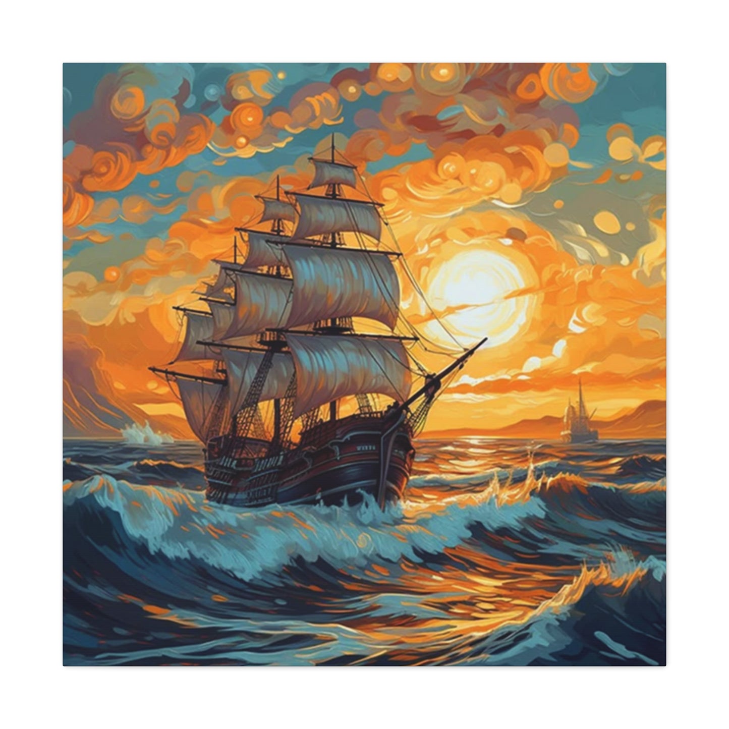 Ship Sailing During Dawn Painting Wall Art & Canvas Prints