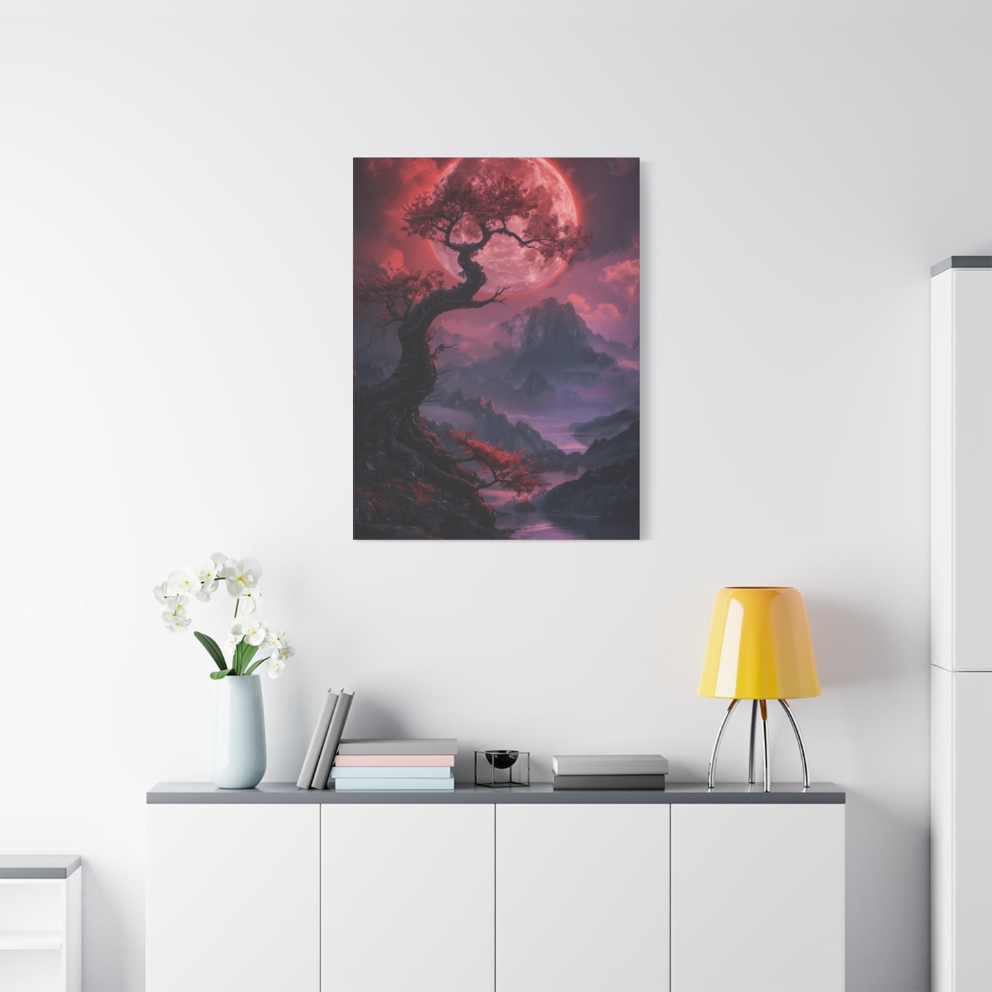 Red Moon and Tree Wall Art & Canvas Prints