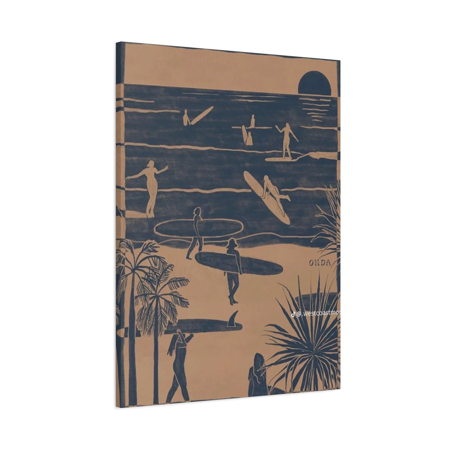 Beach Surfing Painting Wall Art & Canvas Prints