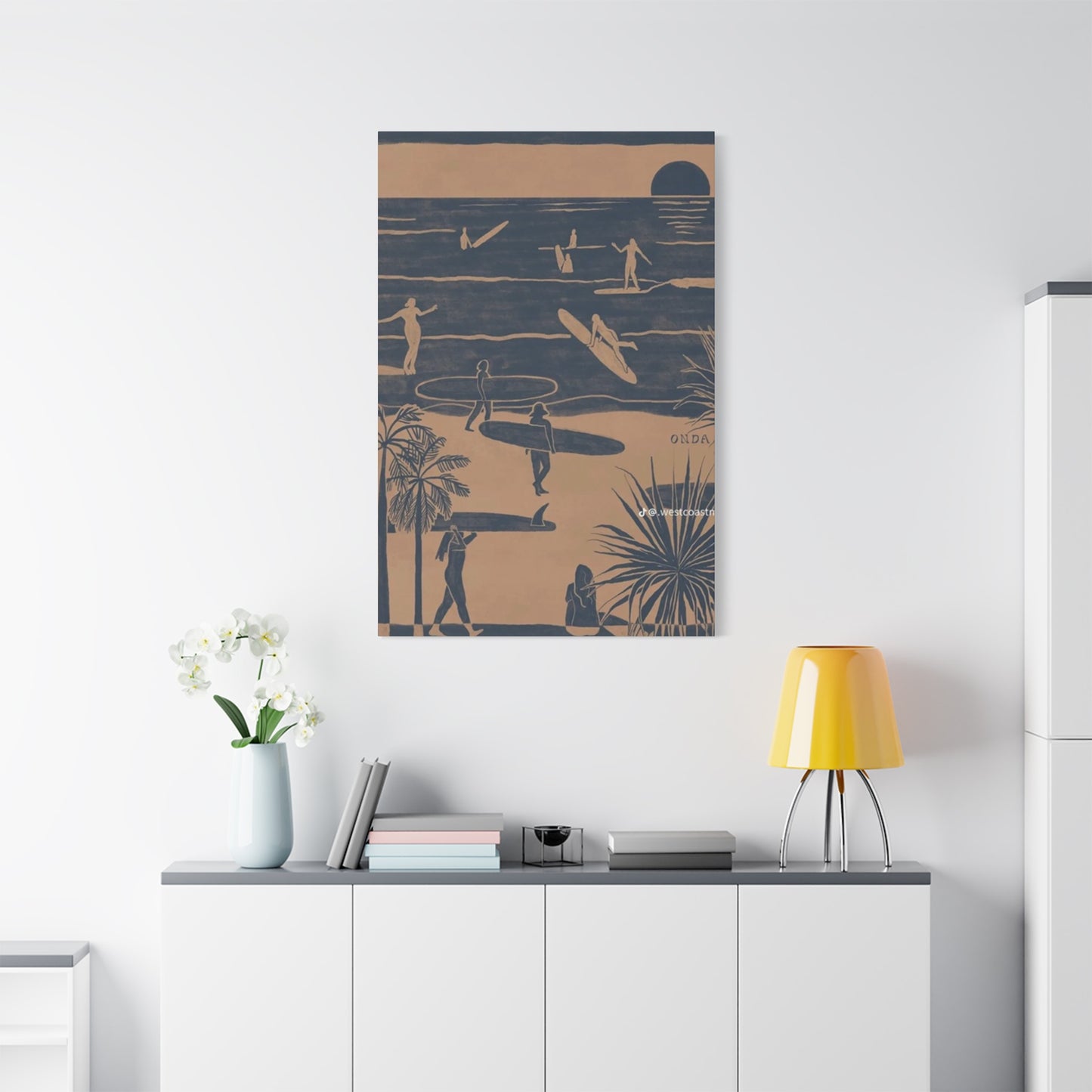 Beach Surfing Painting Wall Art & Canvas Prints