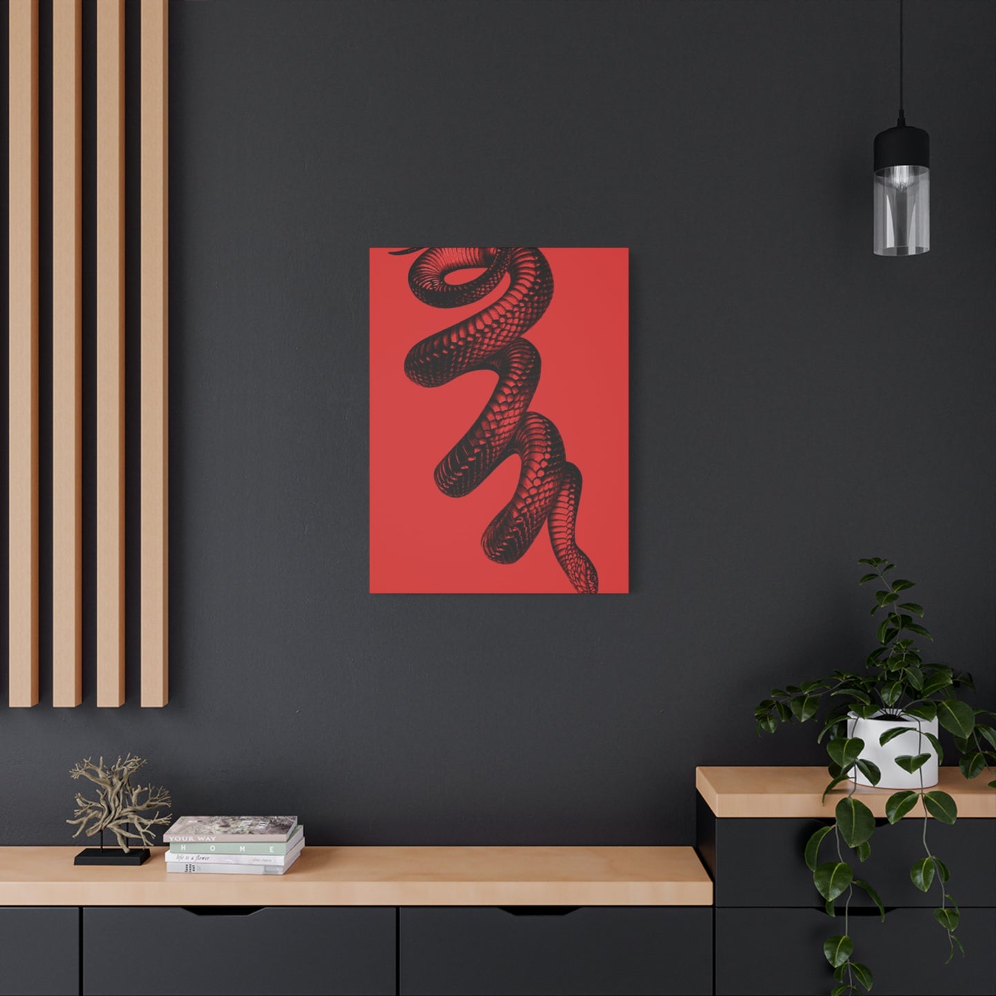 Snake On Red Wall Art & Canvas Prints