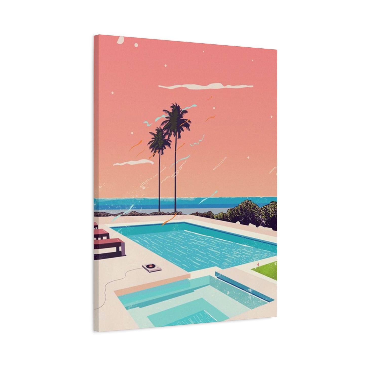 Swimming Pool In Resort With A Sunset Wall Art & Canvas Prints