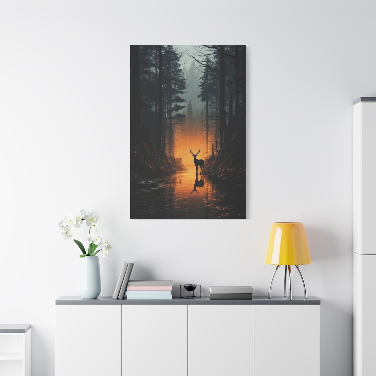 Forest Dark Deer Silhouette Wall Art & Canvas Prints